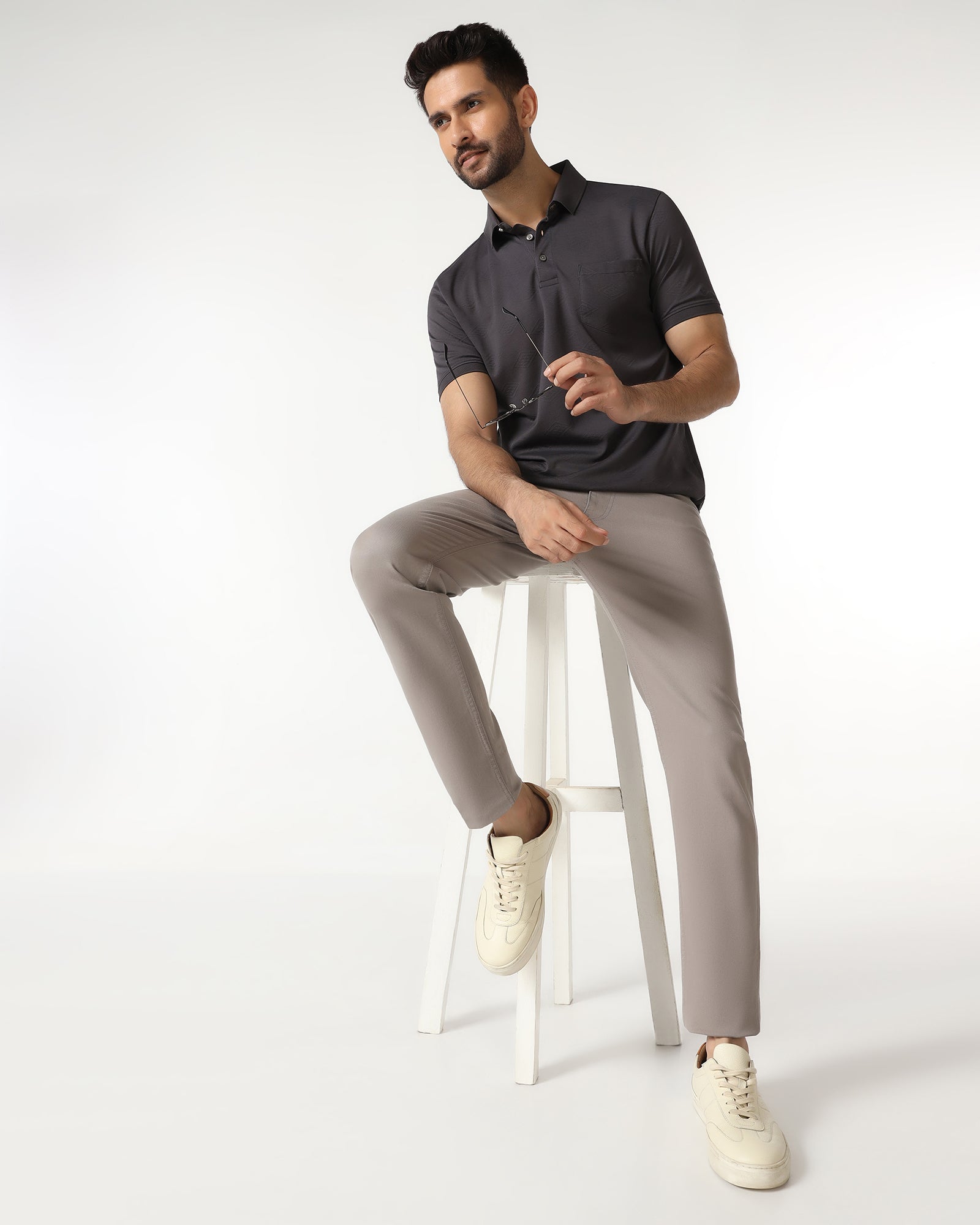 Charcoal Textured Polo - Wayne