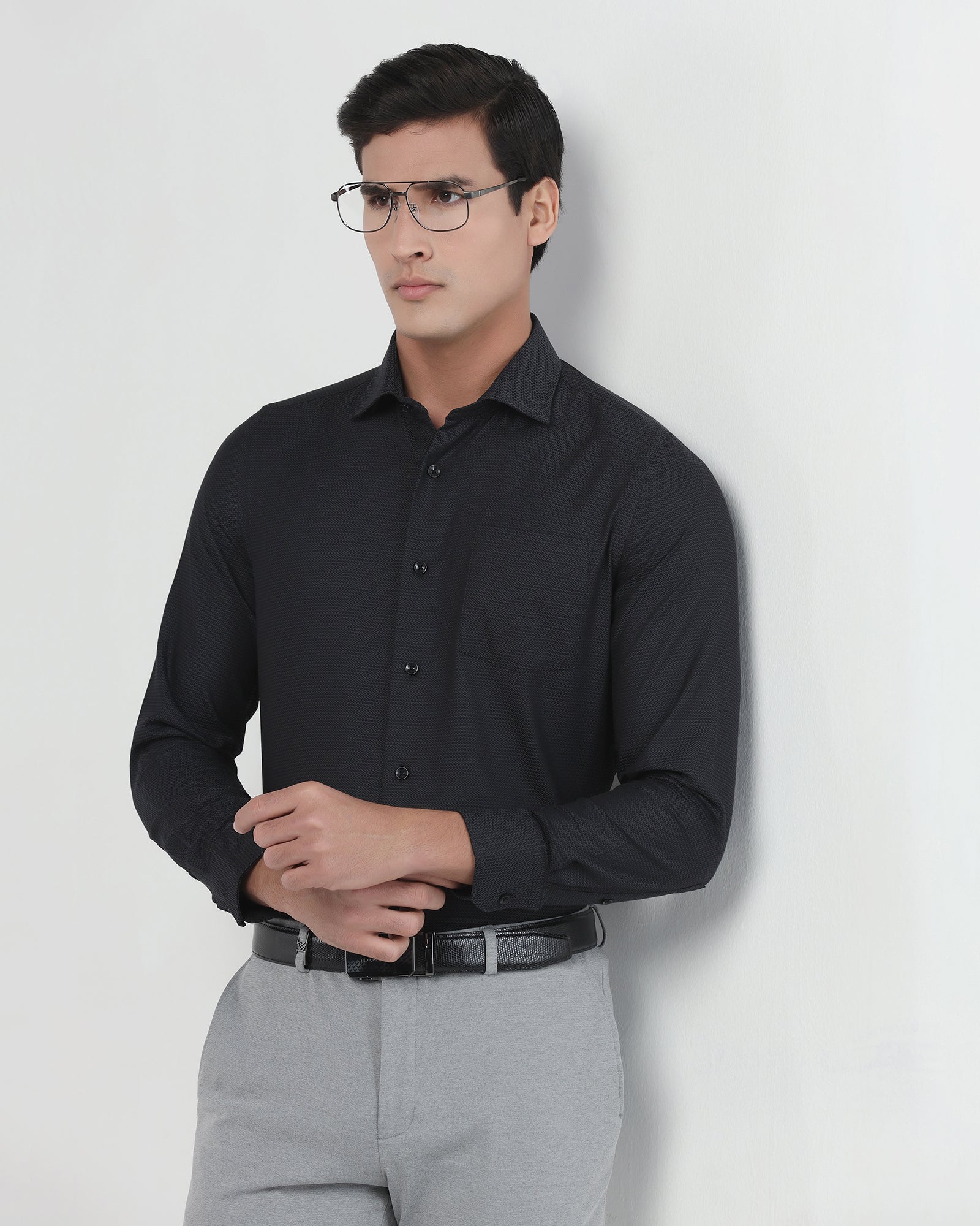 Charcoal Textured Shirt - Robin