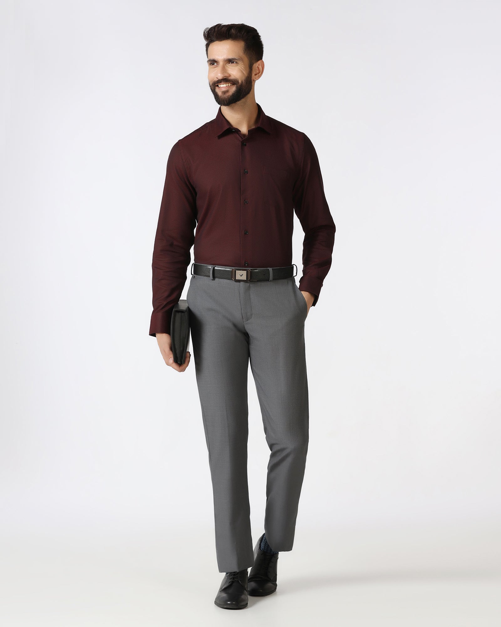 Charcoal Textured Trouser - Cardon