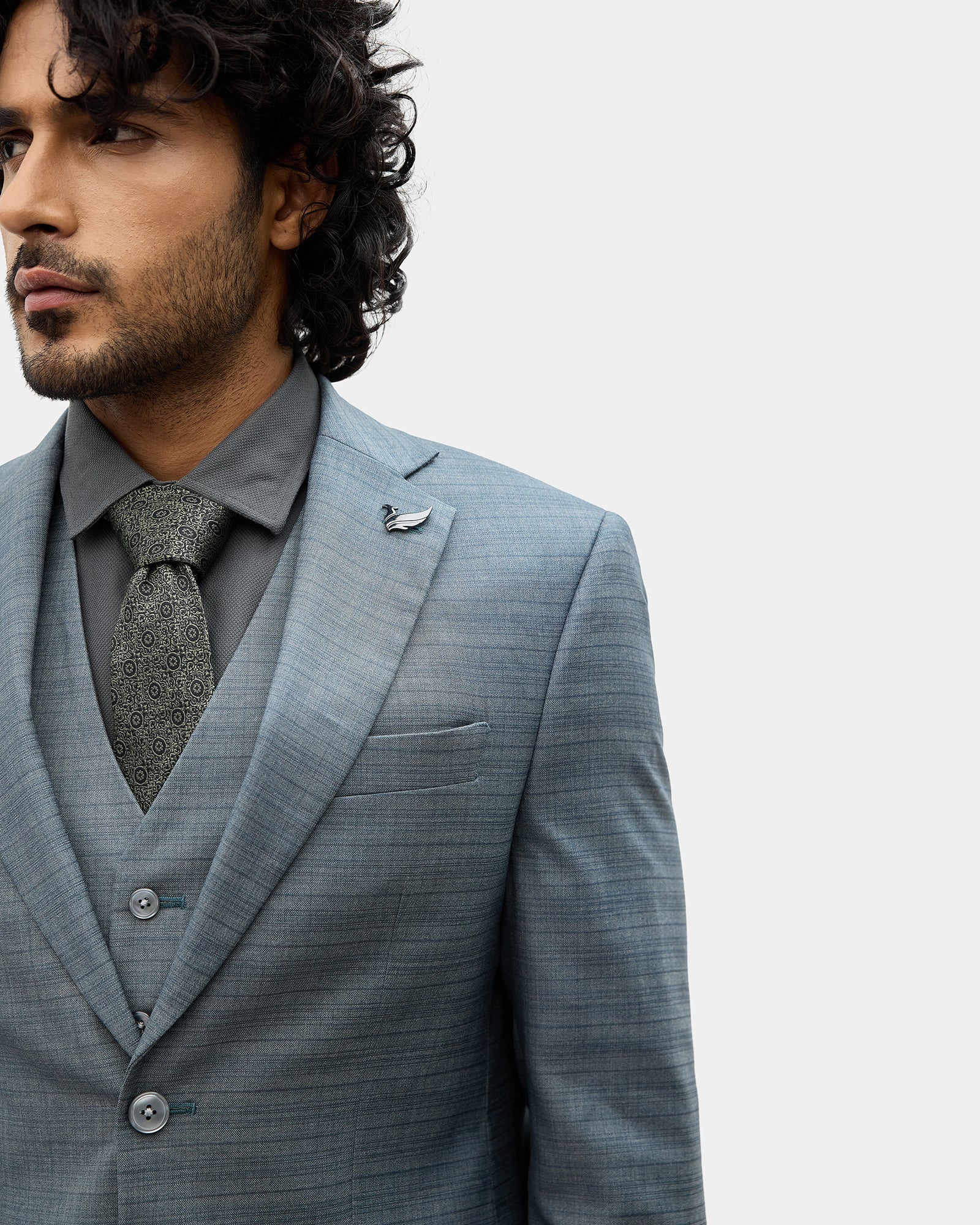 Charcoal Three Piece Check Suit - Celton