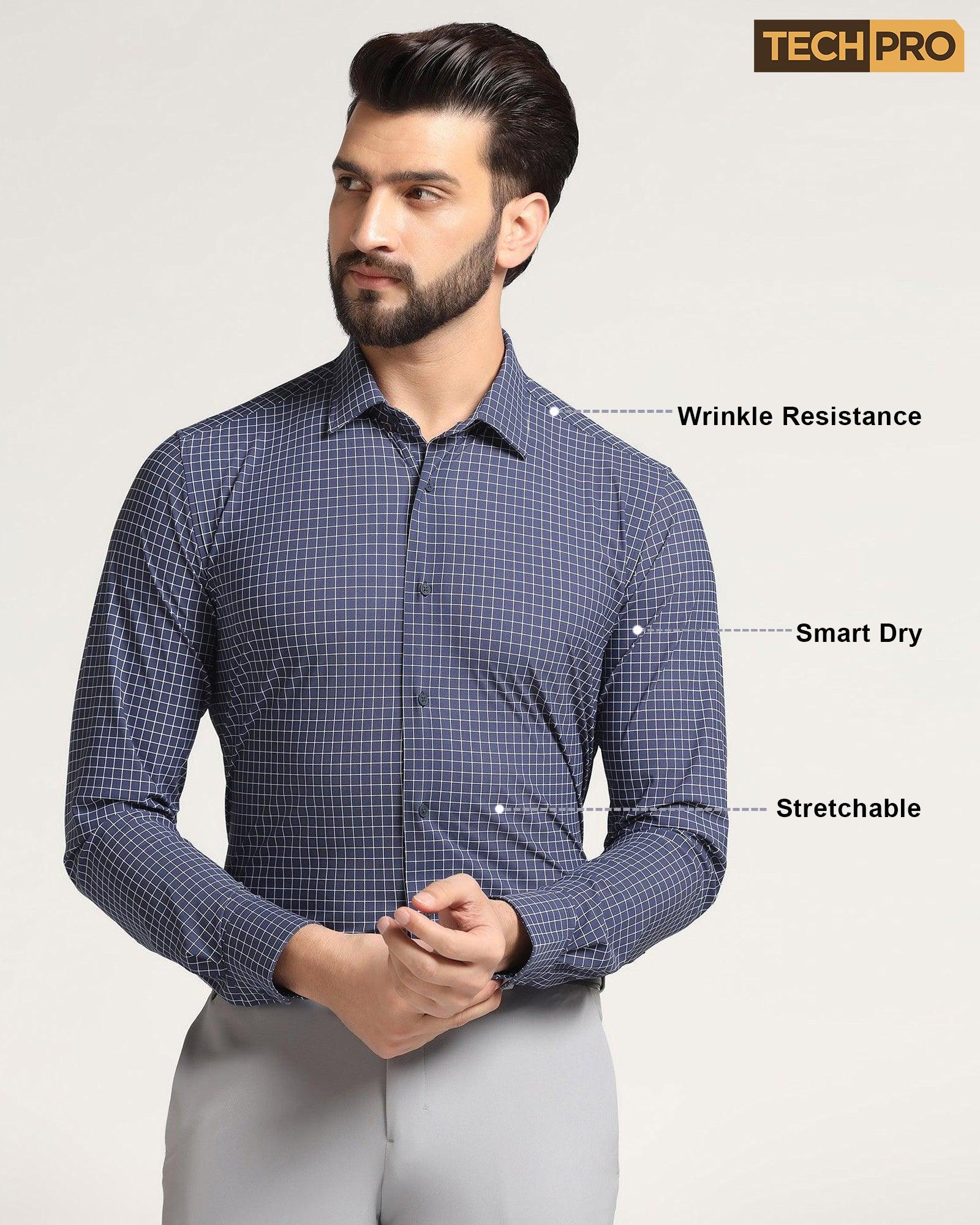 TechPro Formal Navy Check Shirt - Sinq - Blackberrys