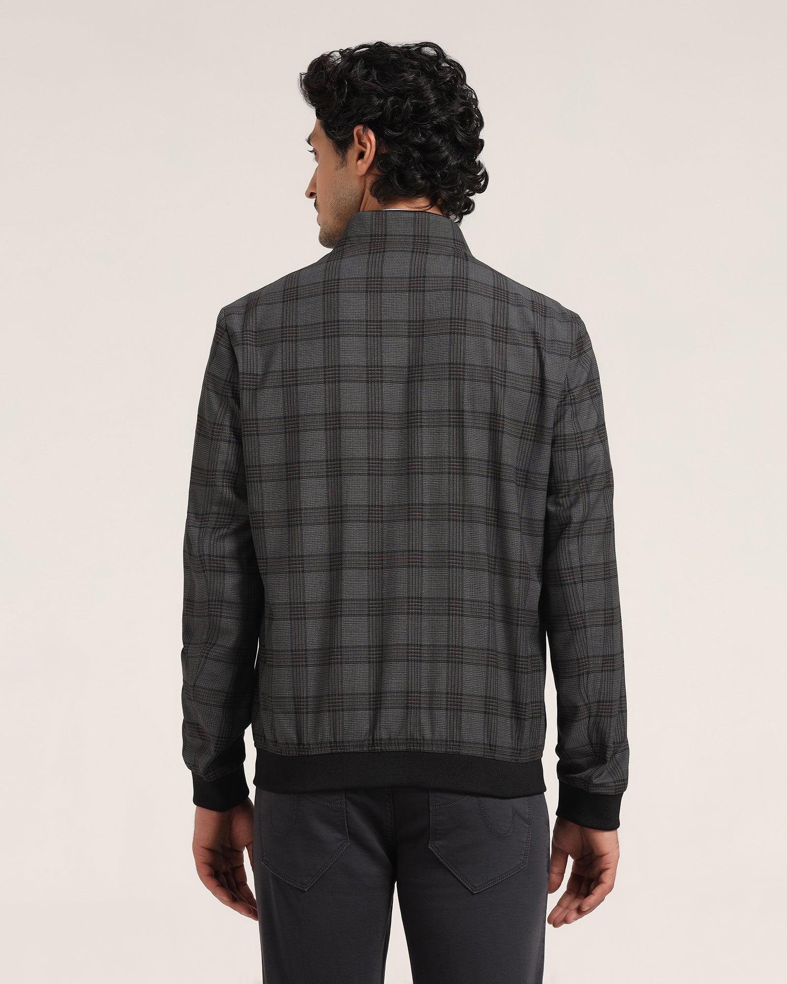 Bomber Charcoal Check Zipper Jacket - Nadra - Blackberrys