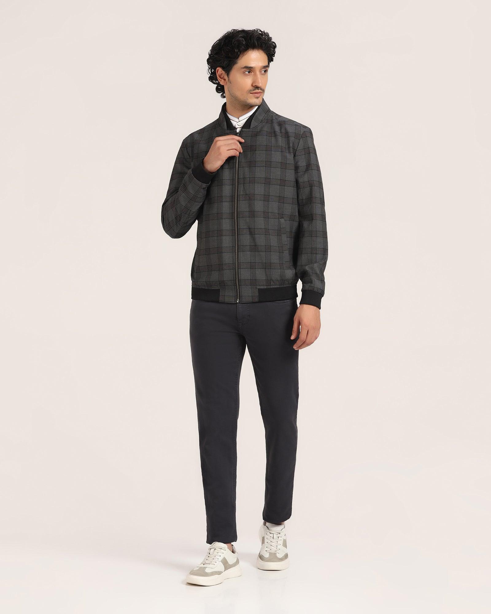 Bomber Charcoal Check Zipper Jacket - Nadra - Blackberrys