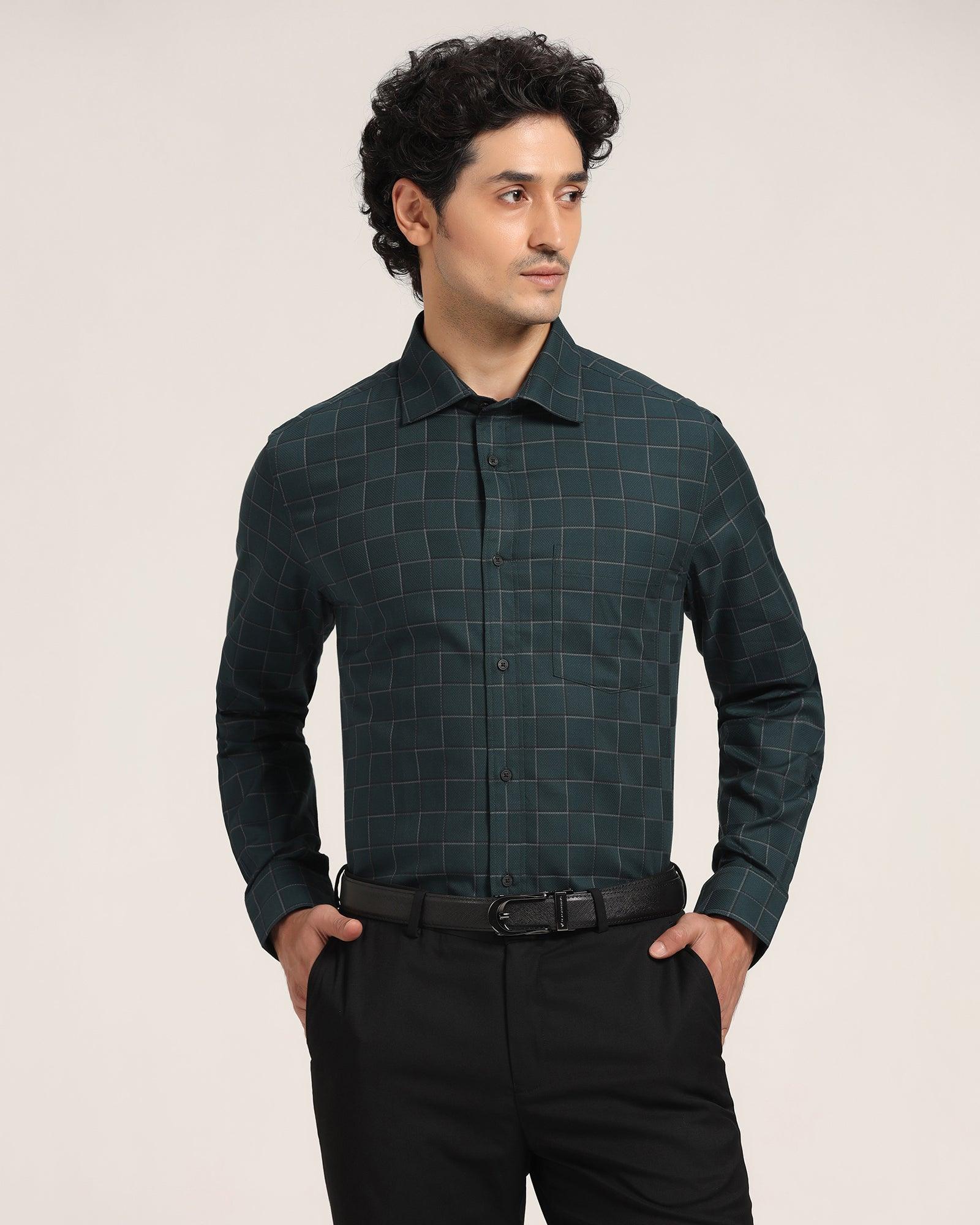 Formal Dark Green Check Shirt - Herd - Blackberrys