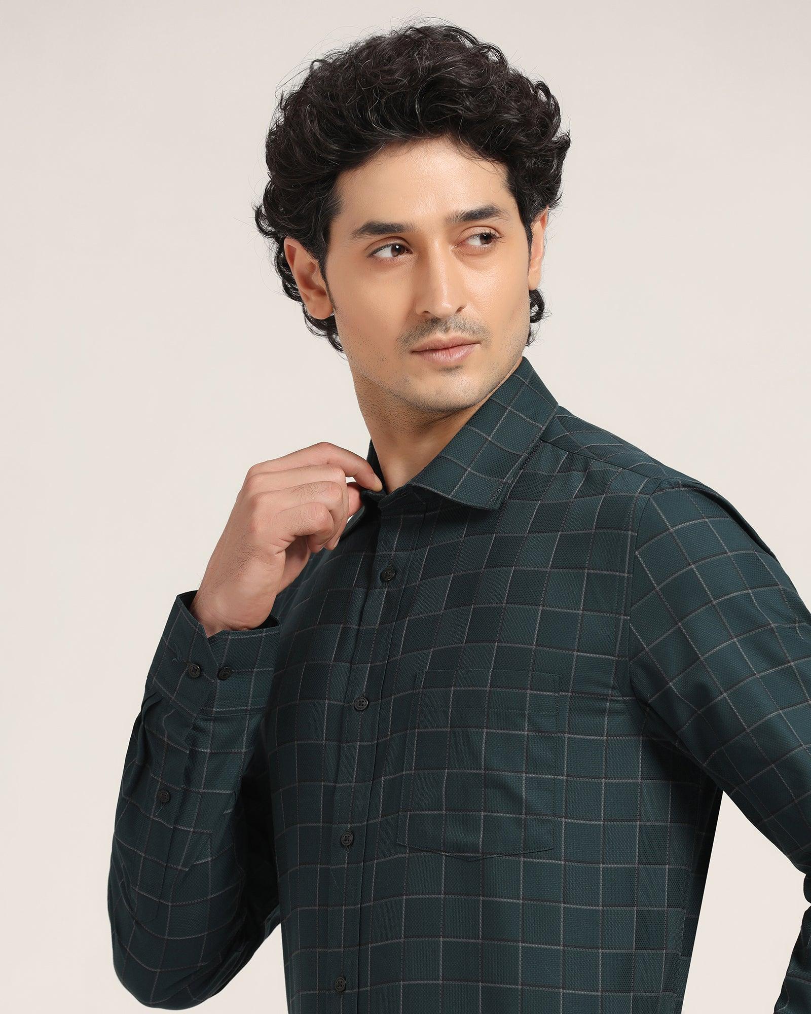 Formal Dark Green Check Shirt - Herd - Blackberrys