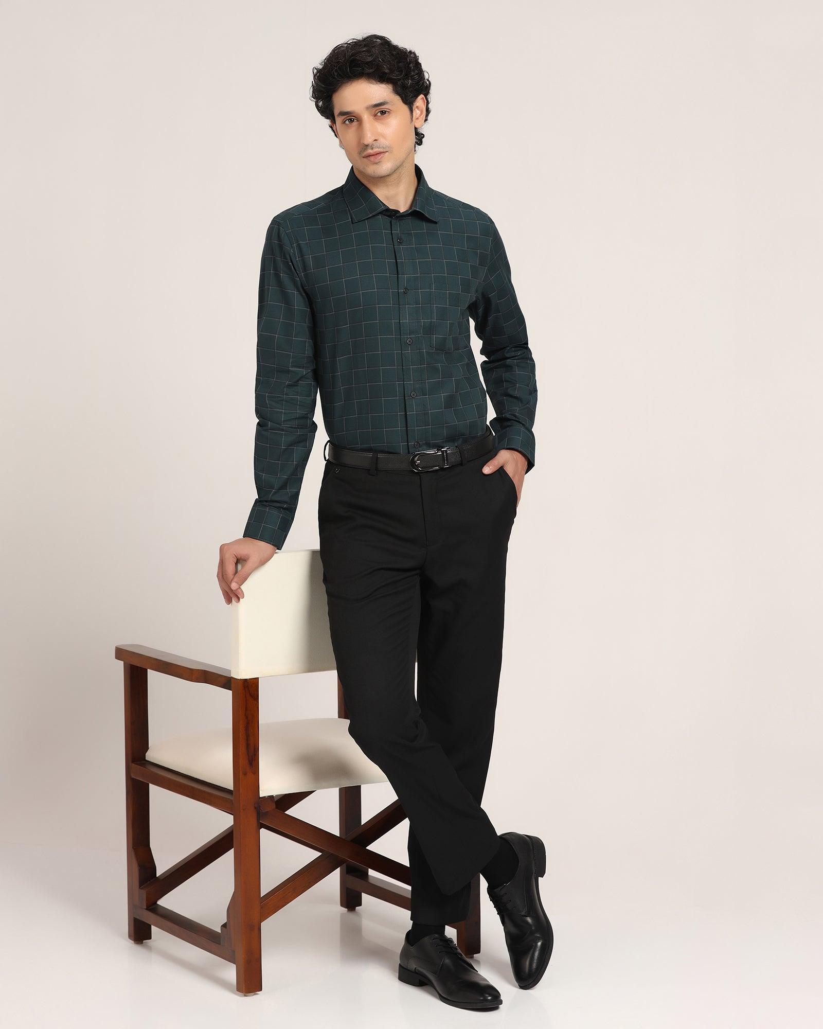 Formal Dark Green Check Shirt - Herd - Blackberrys