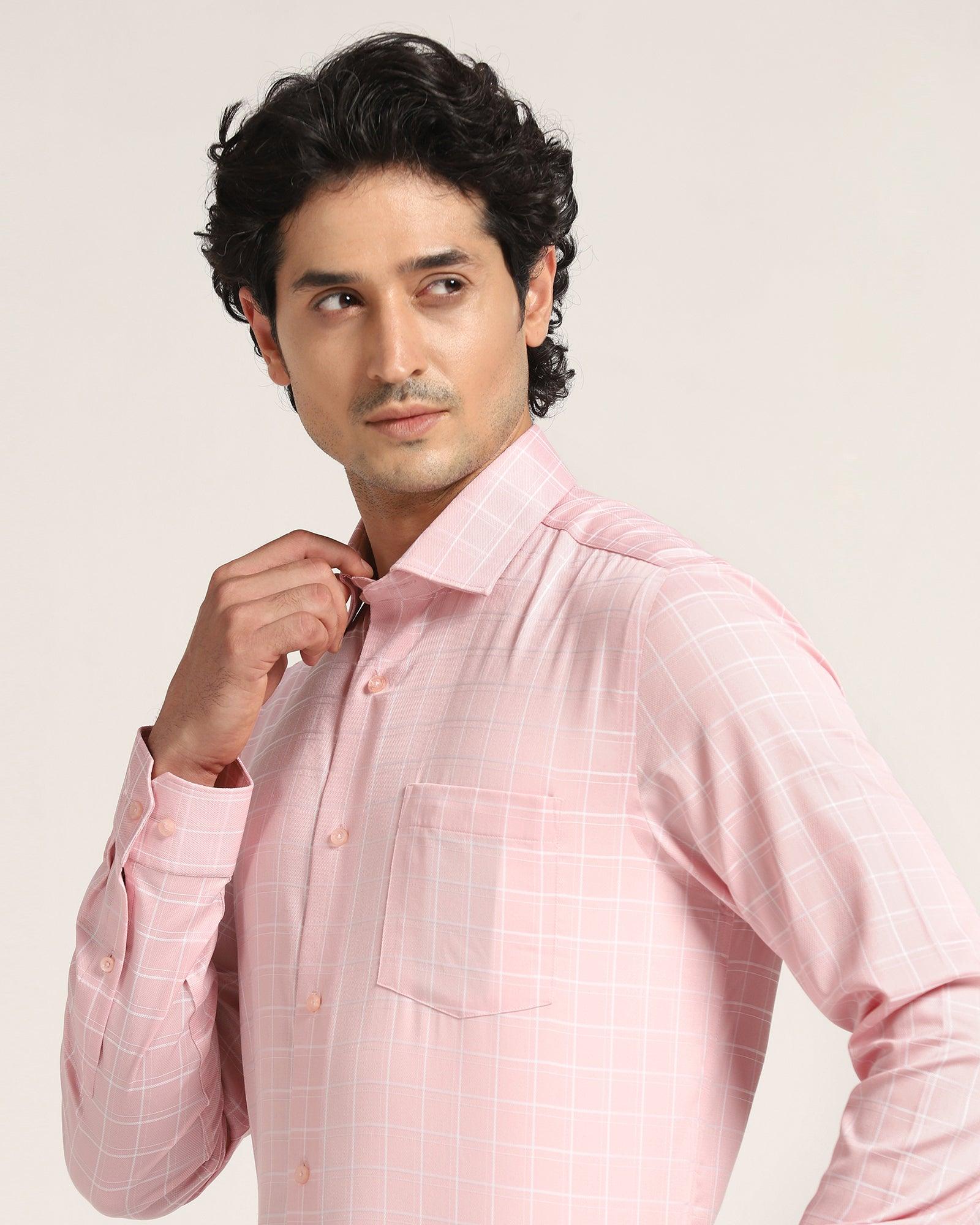 Non Iron Formal Dusty Pink Check Shirt - Yeti - Blackberrys