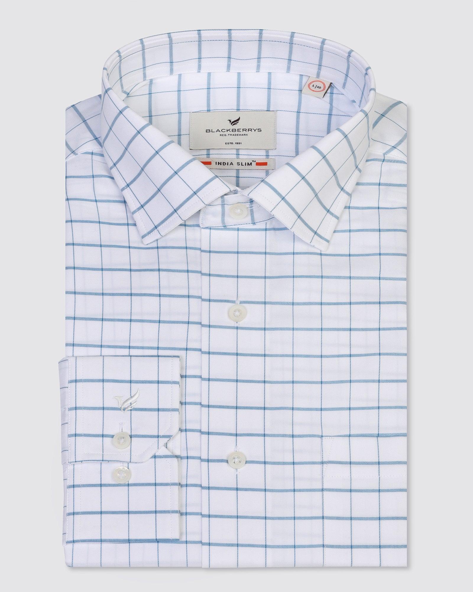 Formal Teal Check Shirt - Nilop - Blackberrys