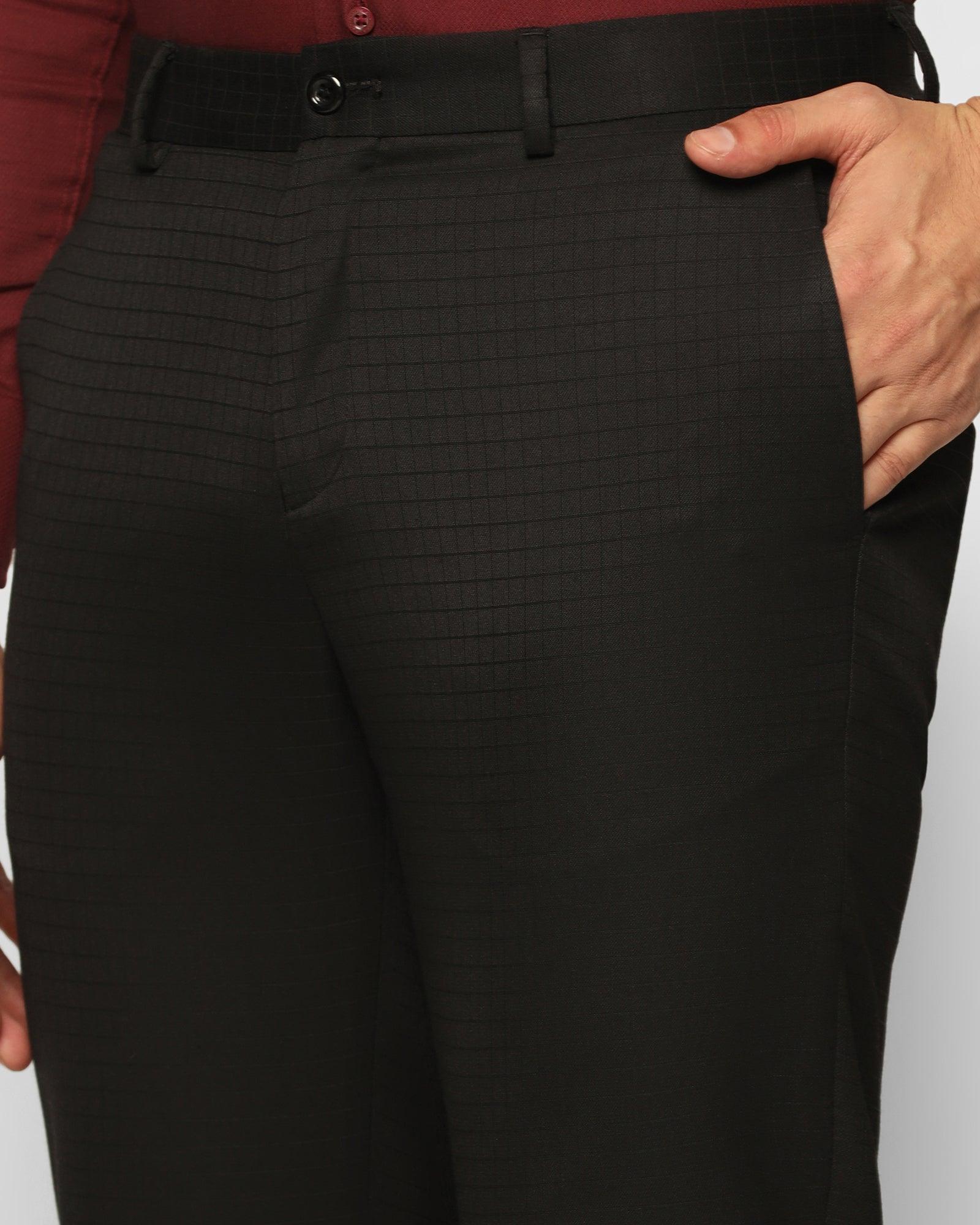 Check Formal Trousers In Black B-95 (Neem) - Blackberrys