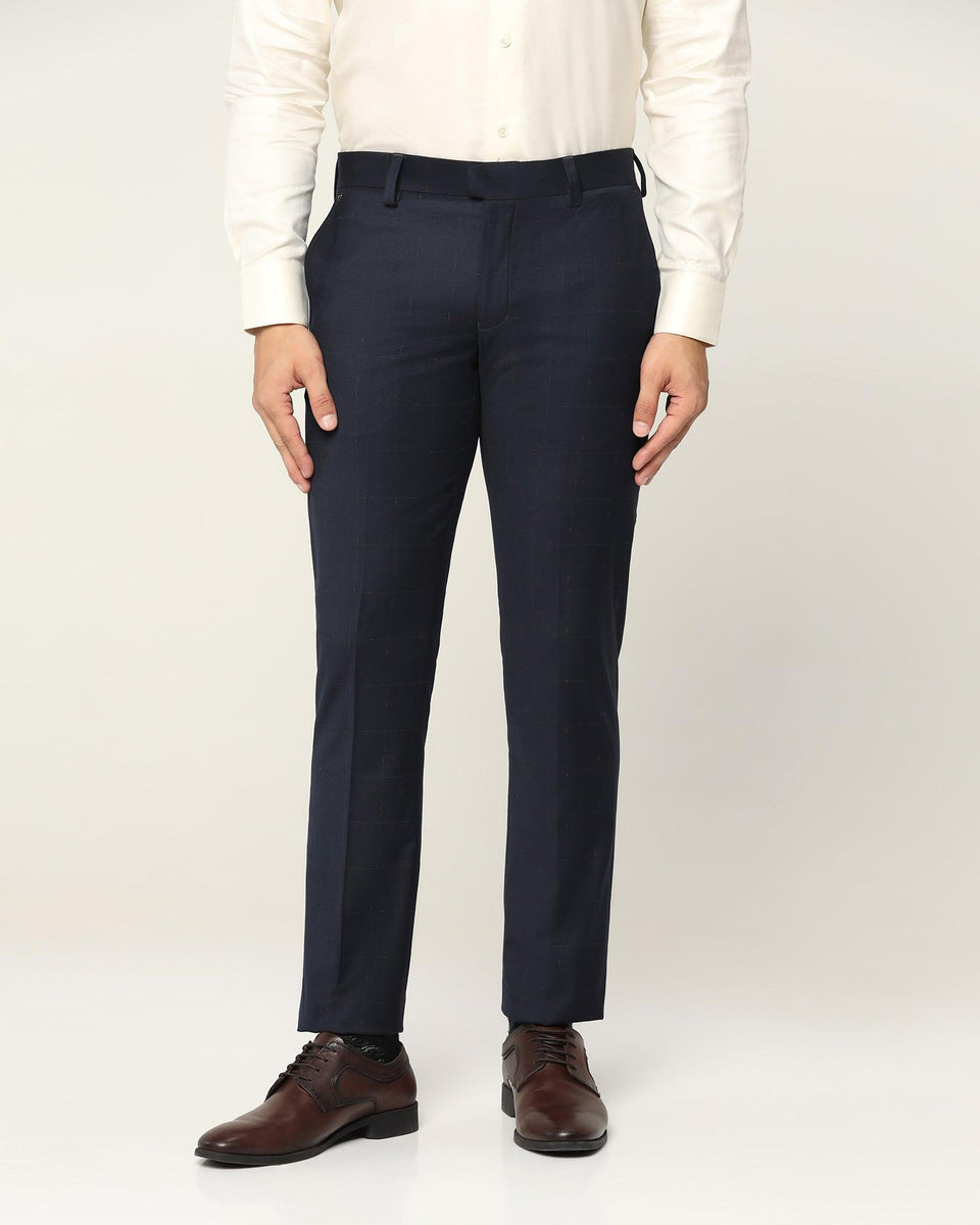 Slim Comfort B-95 Formal Navy Check Trouser - Magma