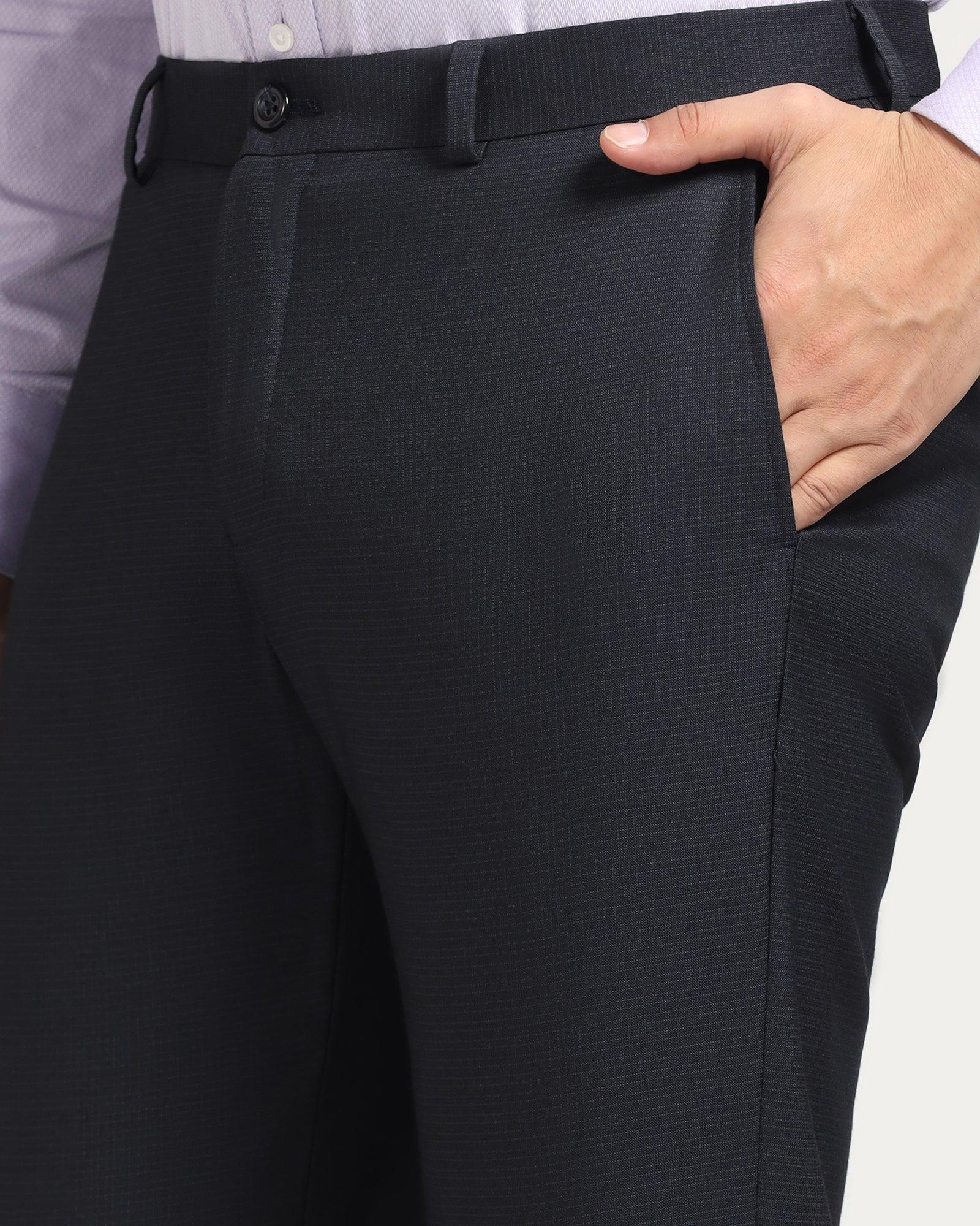 Slim Comfort B-95 Formal Navy Check Trouser - Versa - Blackberrys