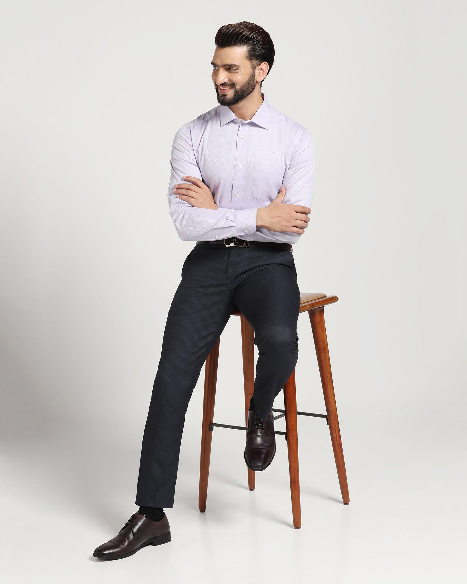 Slim Comfort B-95 Formal Navy Check Trouser - Versa - Blackberrys
