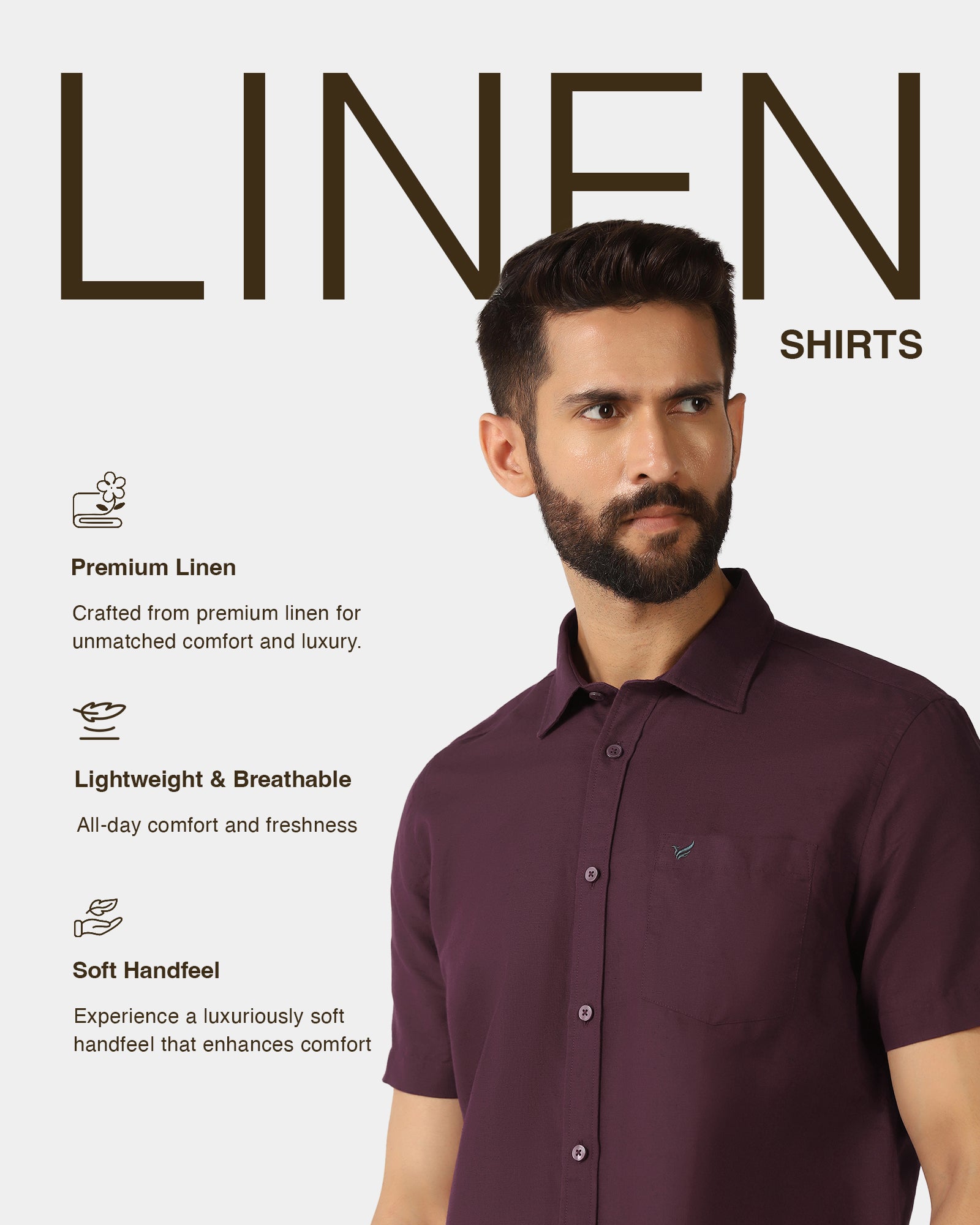 Cherry Lacquer Half Sleeve Linen Solid Shirt - Salmon