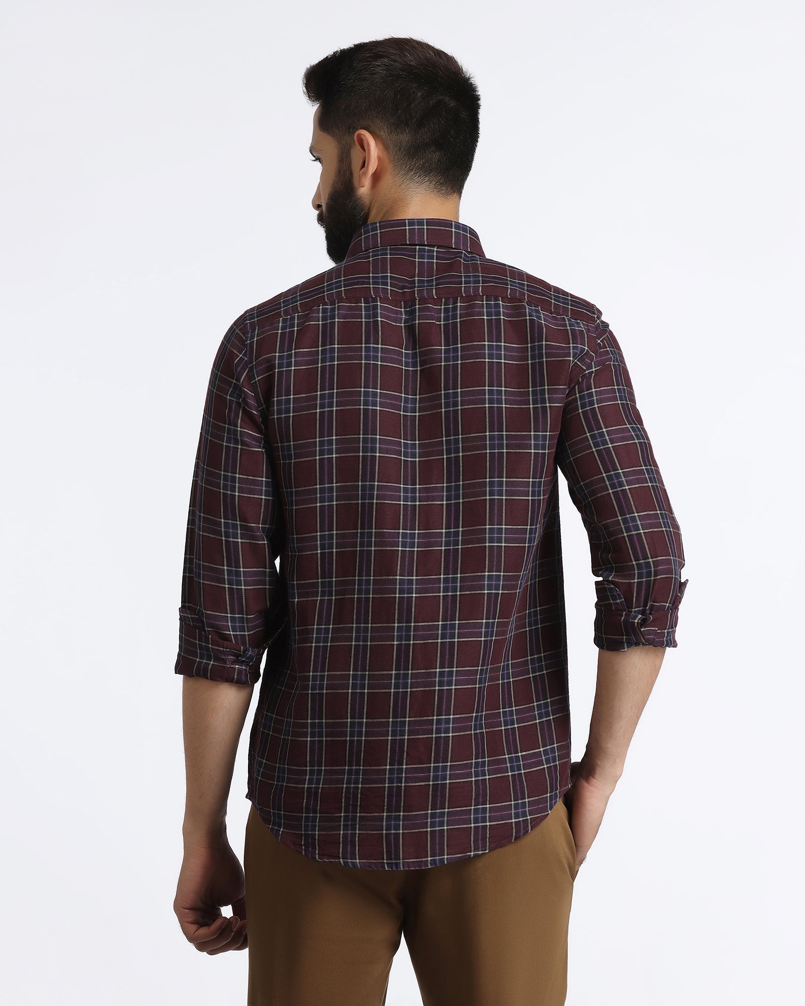 Cherry Lacquer Linen Check Shirt - Madrik