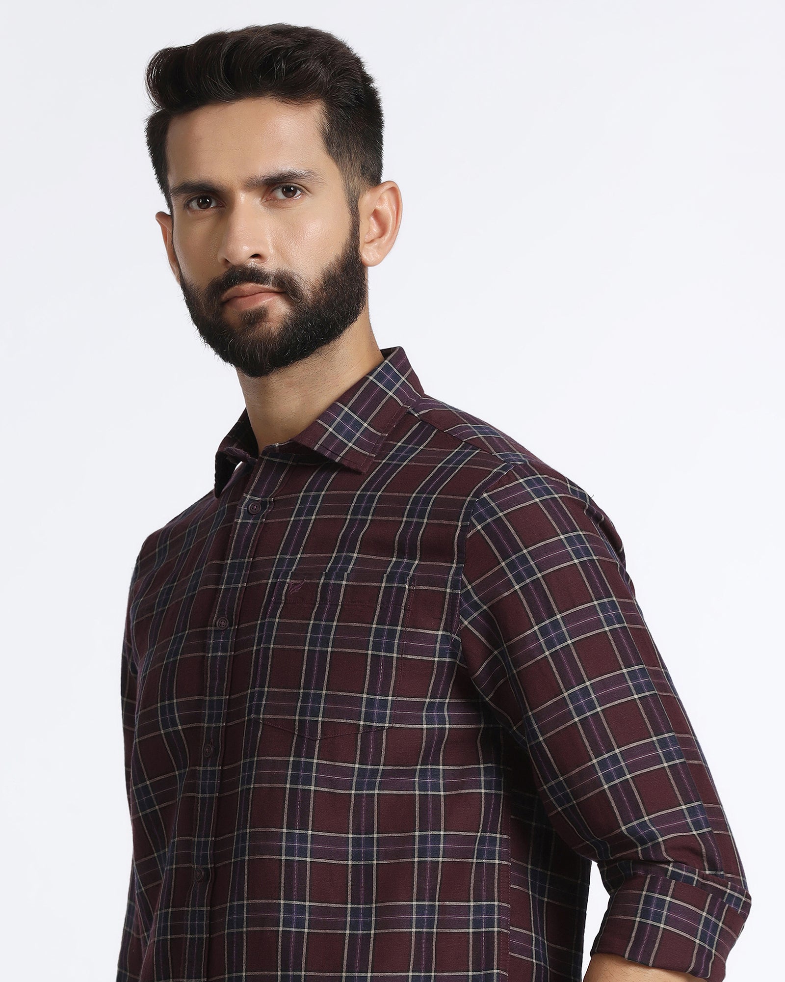 Cherry Lacquer Linen Check Shirt - Madrik