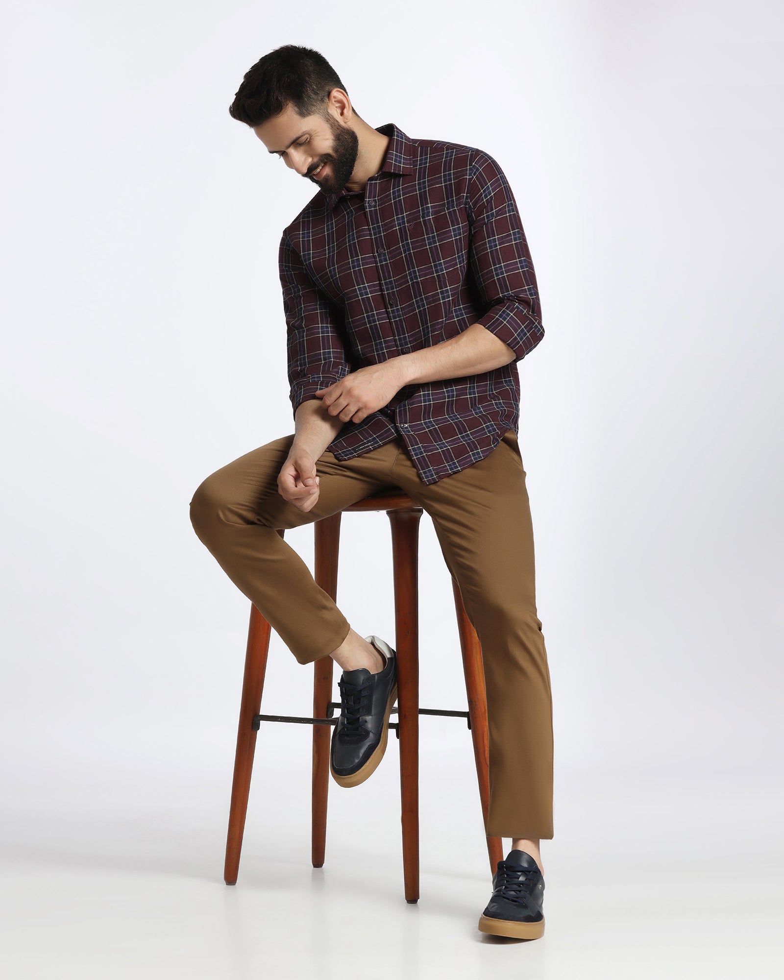 Cherry Lacquer Linen Check Shirt - Madrik
