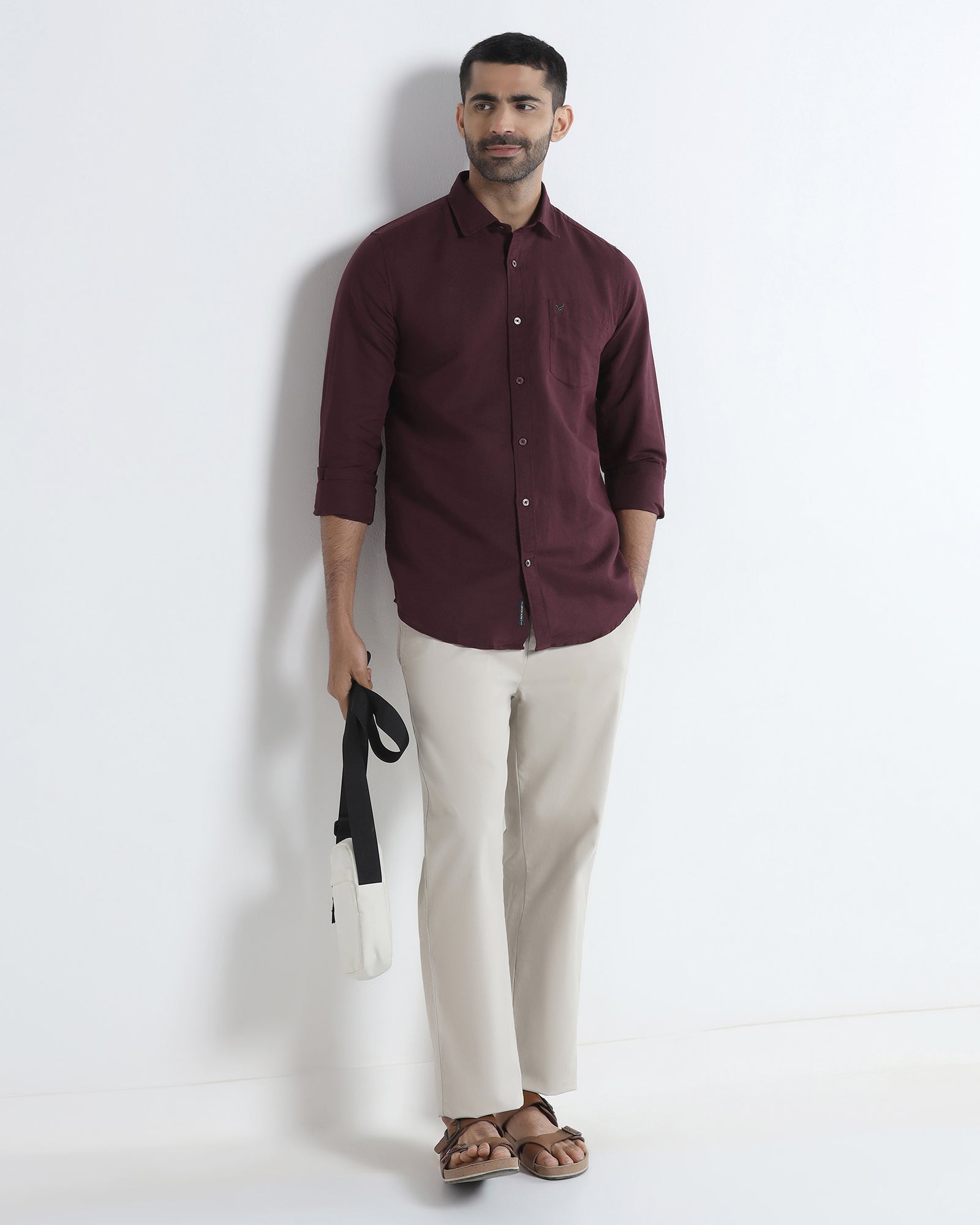 Cherry Lacquer Linen Solid Shirt - Salmon