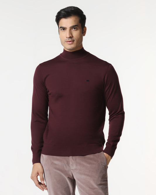 Cherry Lacquer High Neck Solid Sweater - Jester