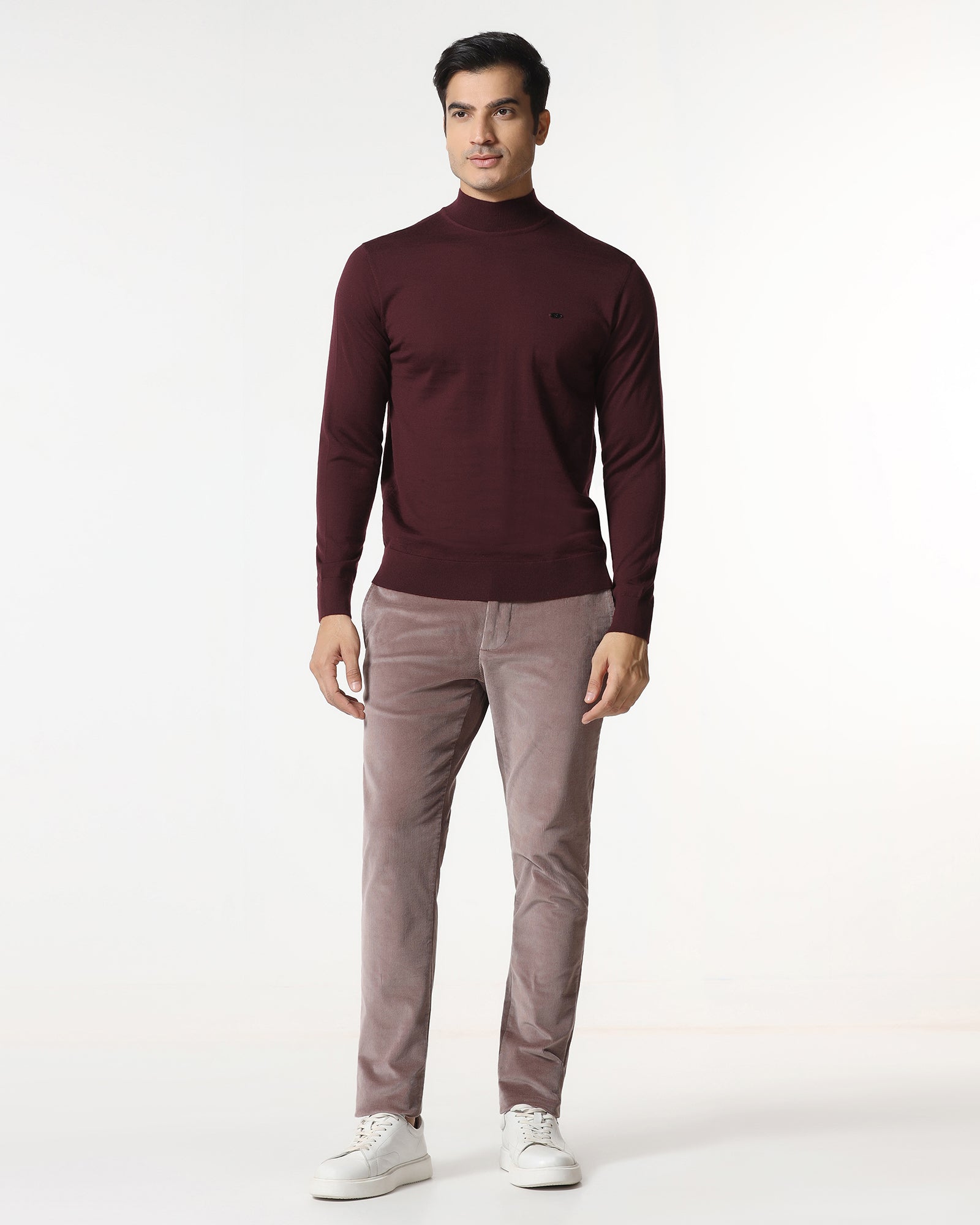Cherry Lacquer High Neck Solid Sweater - Jester