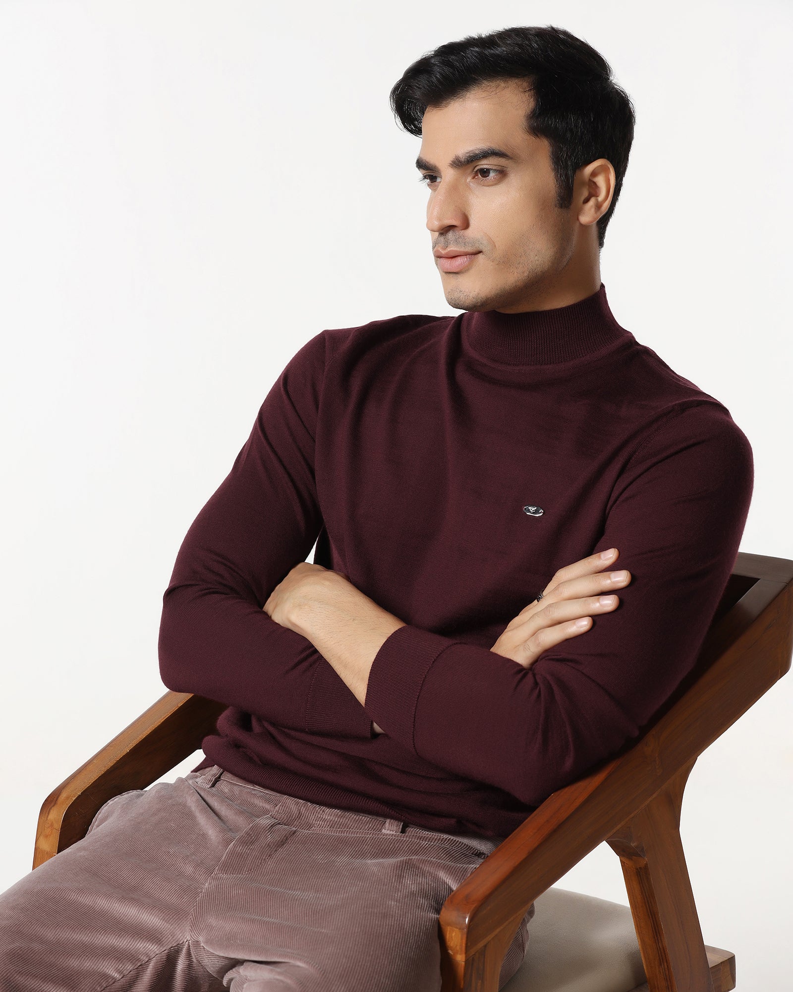 Cherry Lacquer High Neck Solid Sweater - Jester