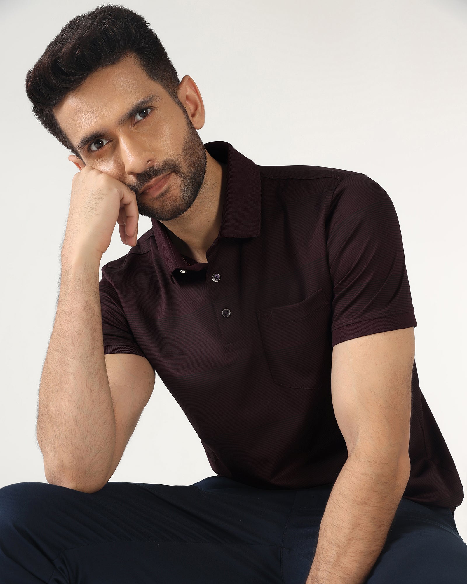 Cherry Lacquer Stripe Polo - Tip