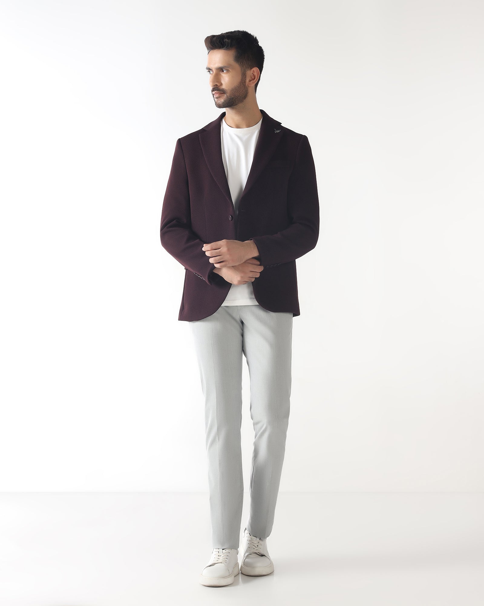 Cherry Lacquer Textured Blazer - Campari