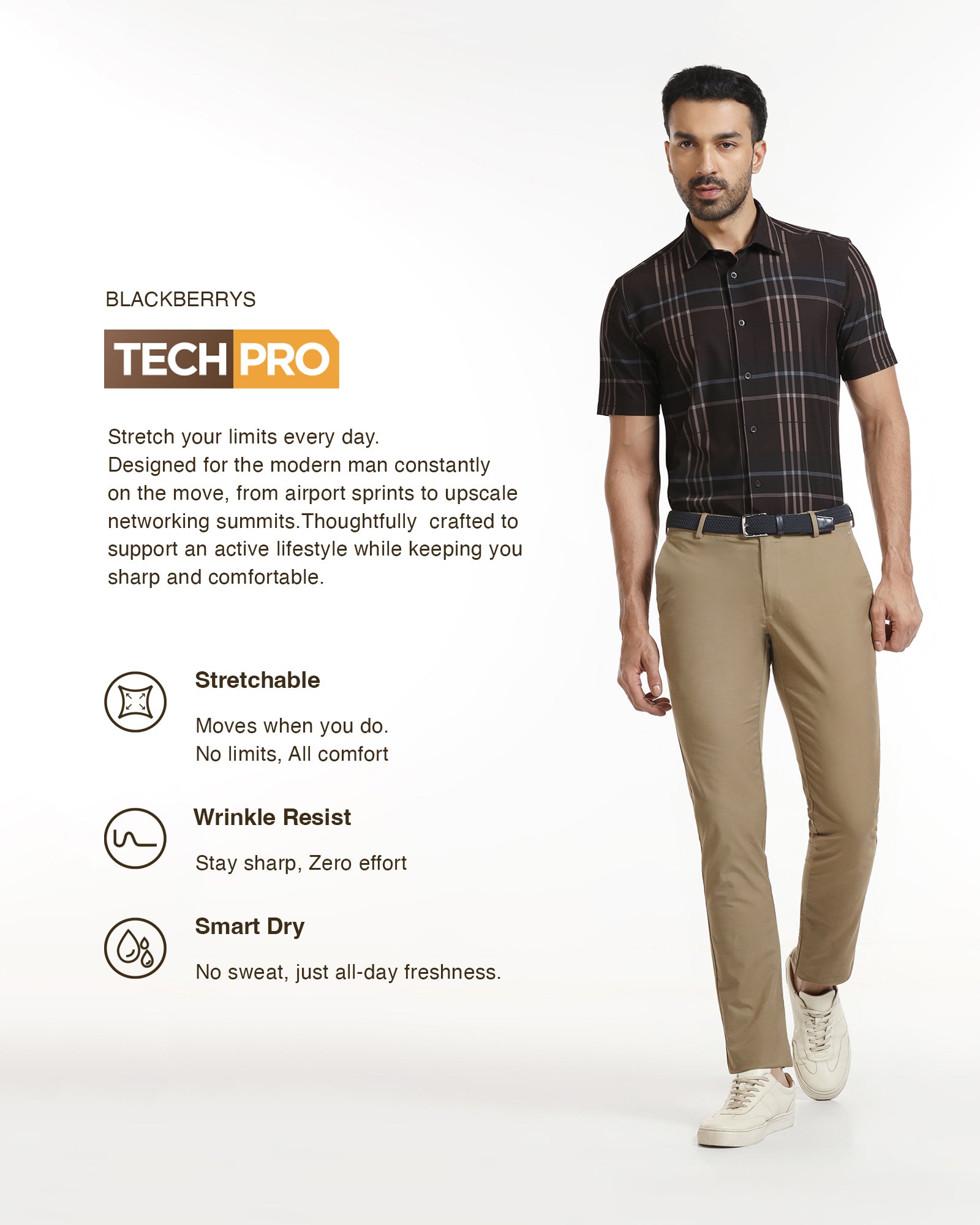 Chocolate Sauce Half Sleeve TechPro Check Shirt - Glen