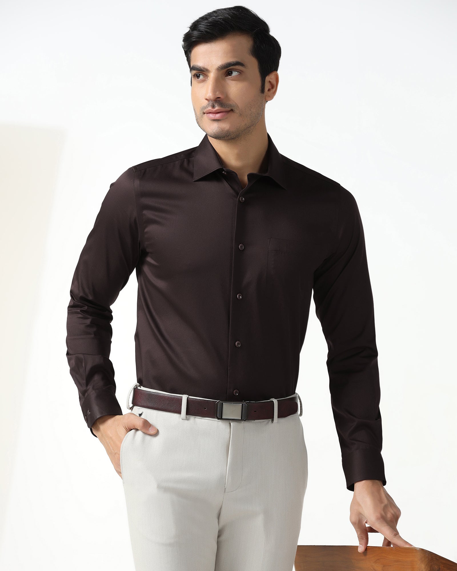 Chocolate Sauce Non Iron Solid Shirt - Sylvia