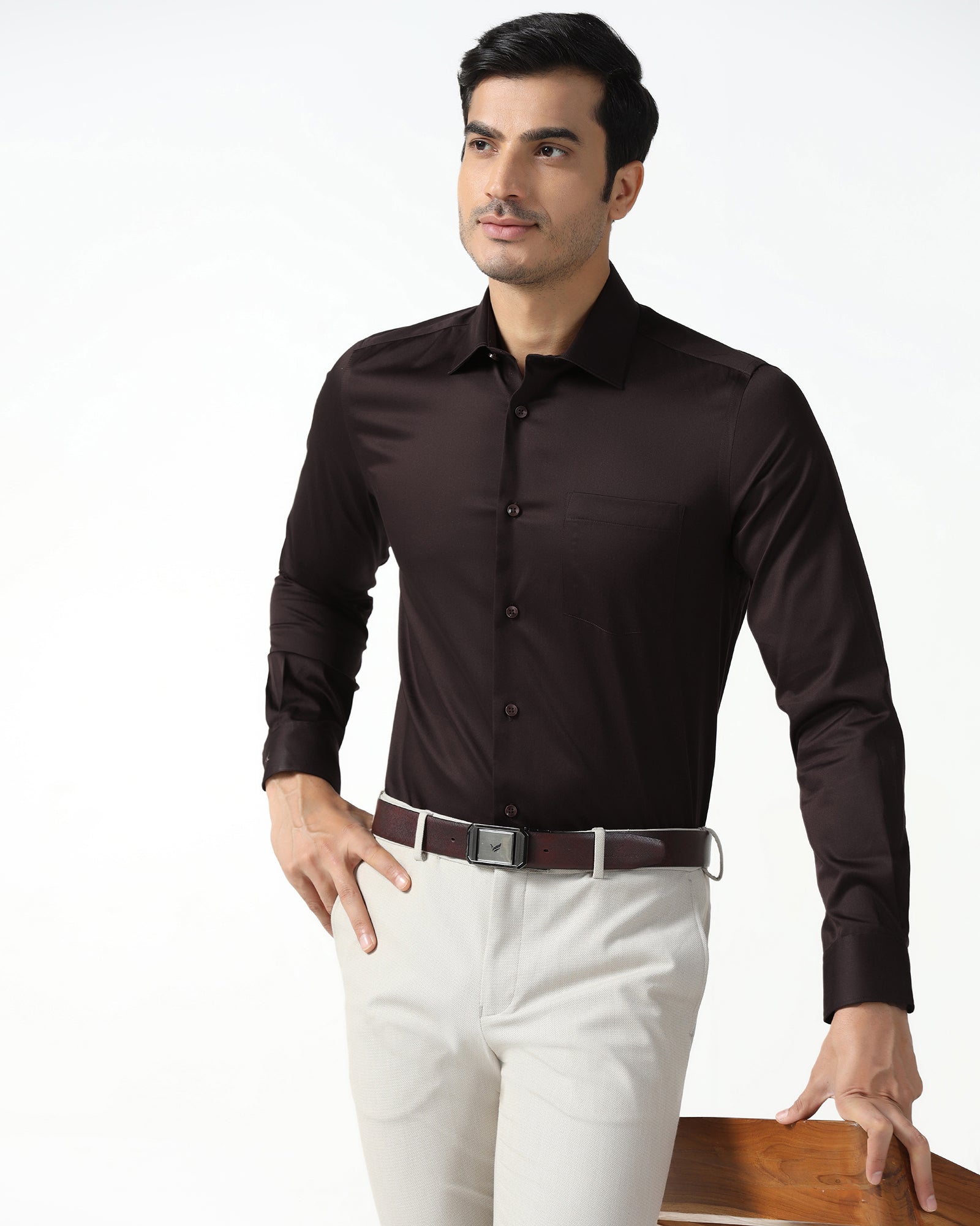 Chocolate Sauce Non Iron Solid Shirt - Sylvia