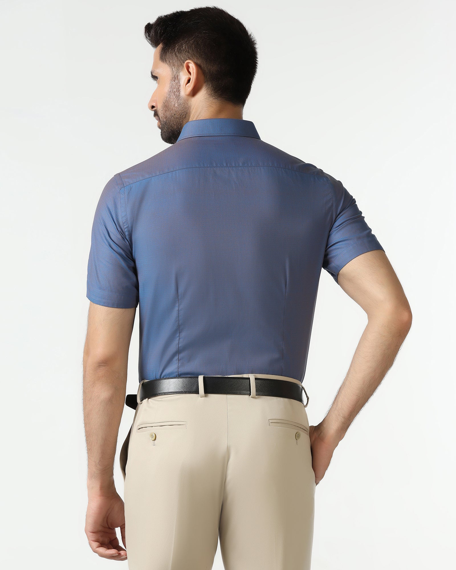 Cobalt Half Sleeve Textured Shirt - Zander