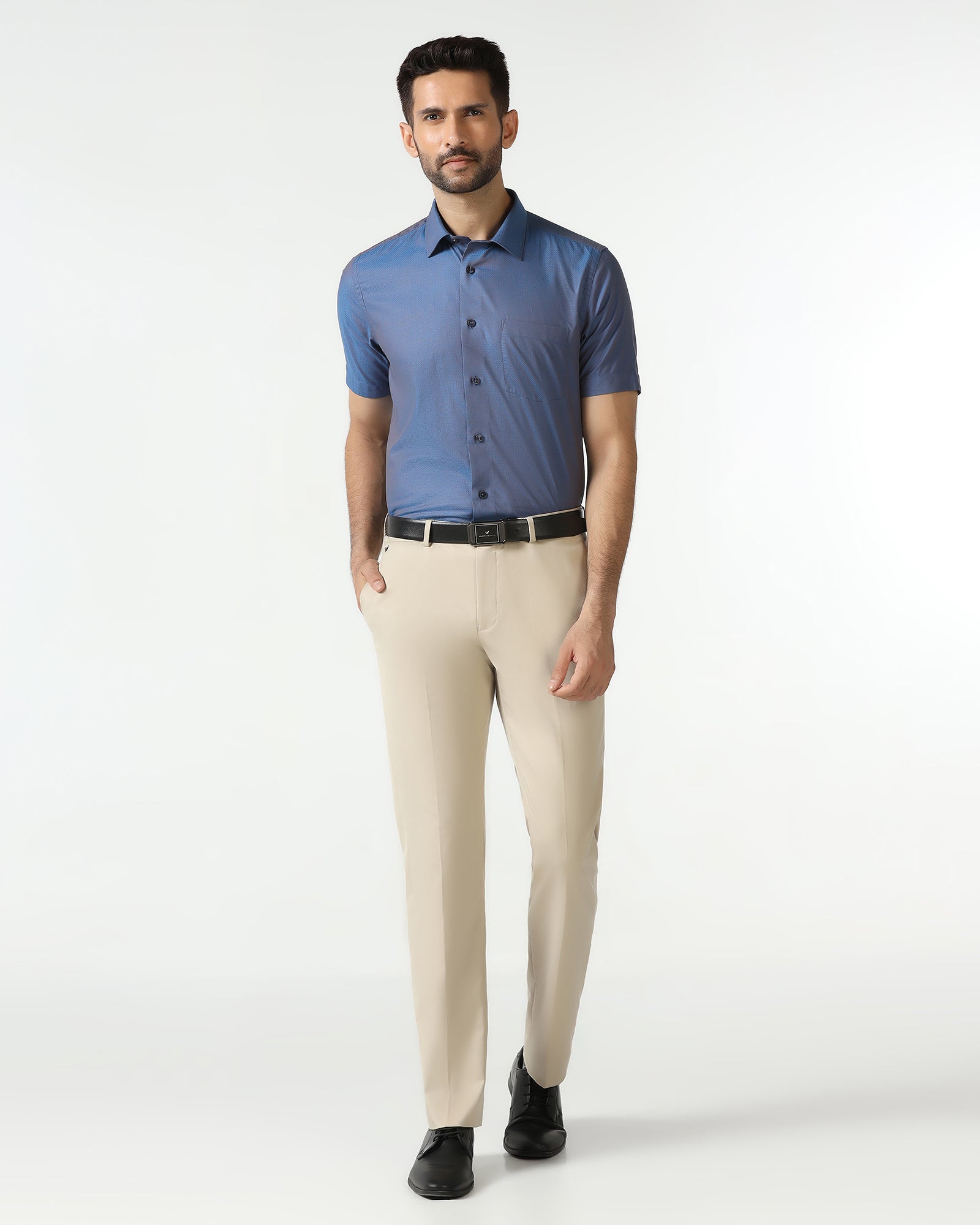 Cobalt Half Sleeve Textured Shirt - Zander