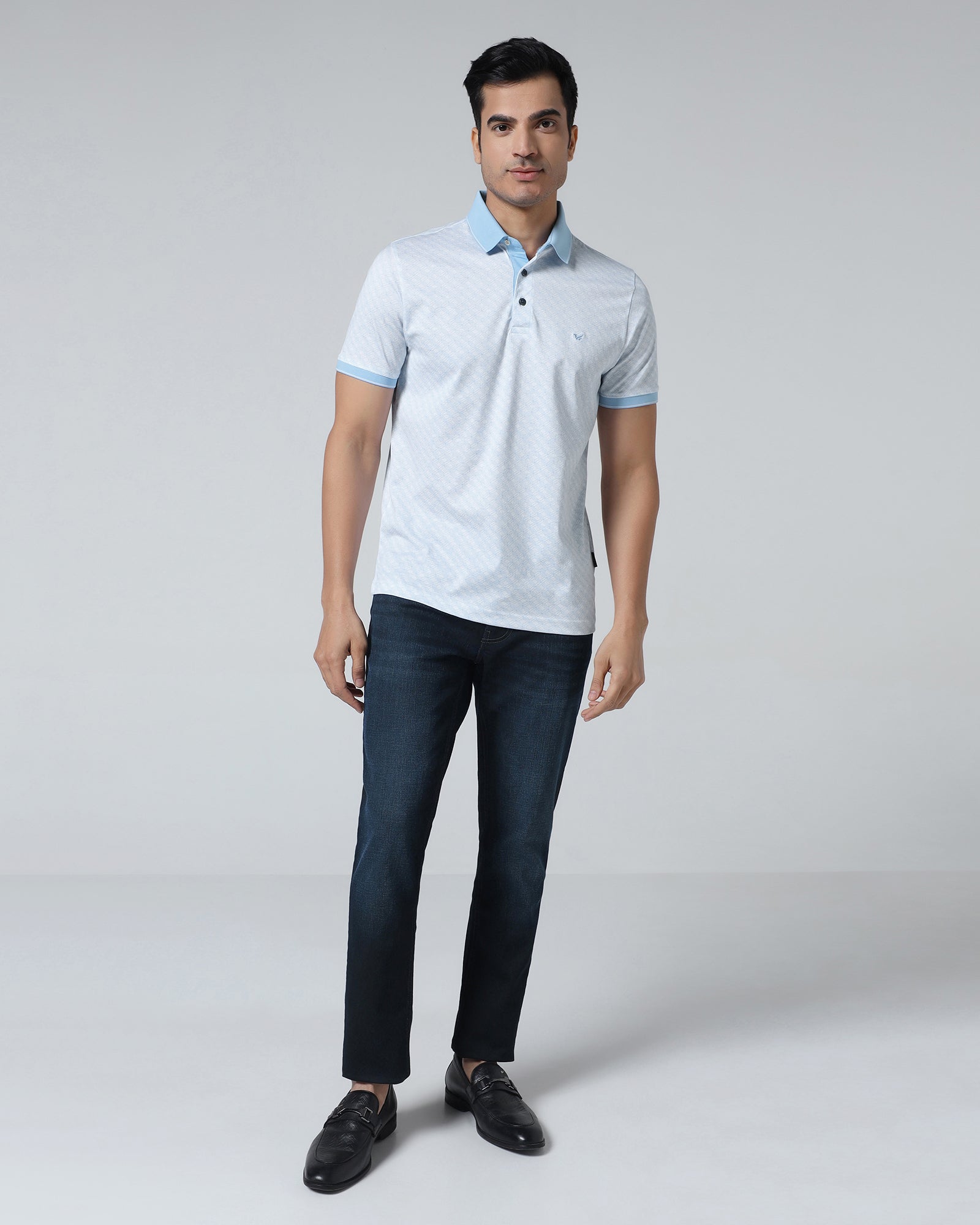 Cool Blue Printed Polo - Cross