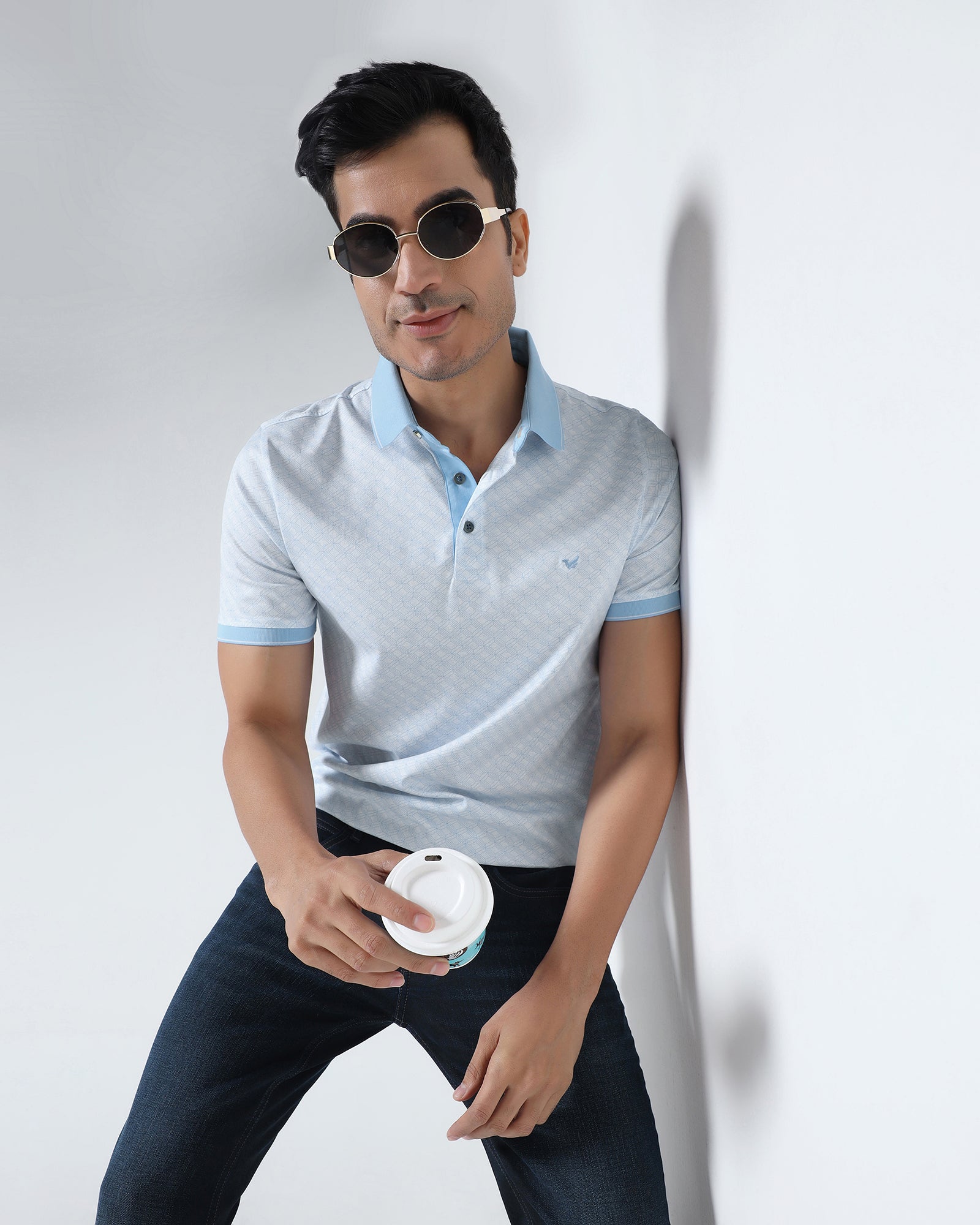 Cool Blue Printed Polo - Cross