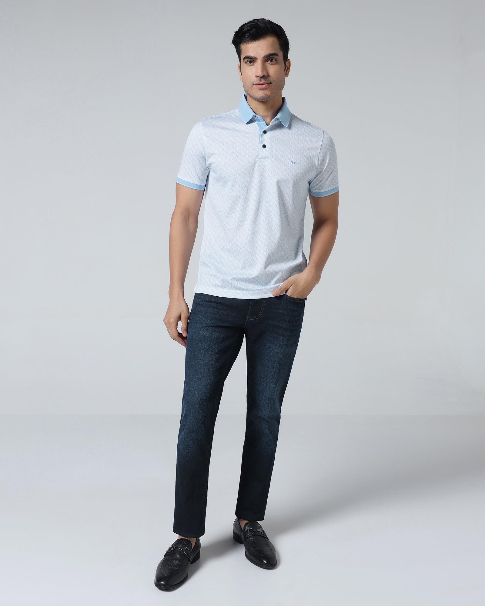 Cool Blue Printed Polo - Cross