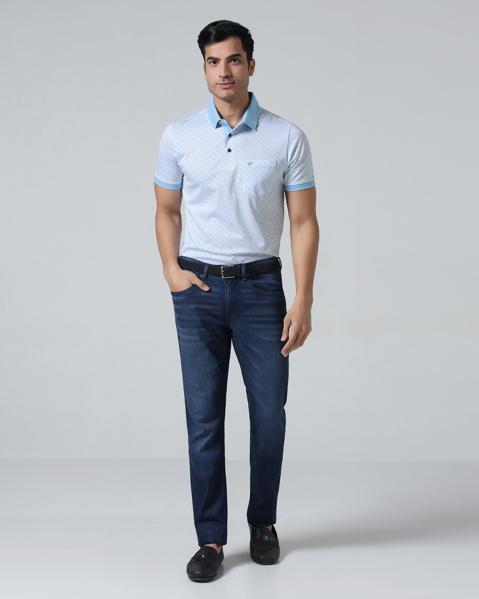 Cool Blue Printed Polo - Cross