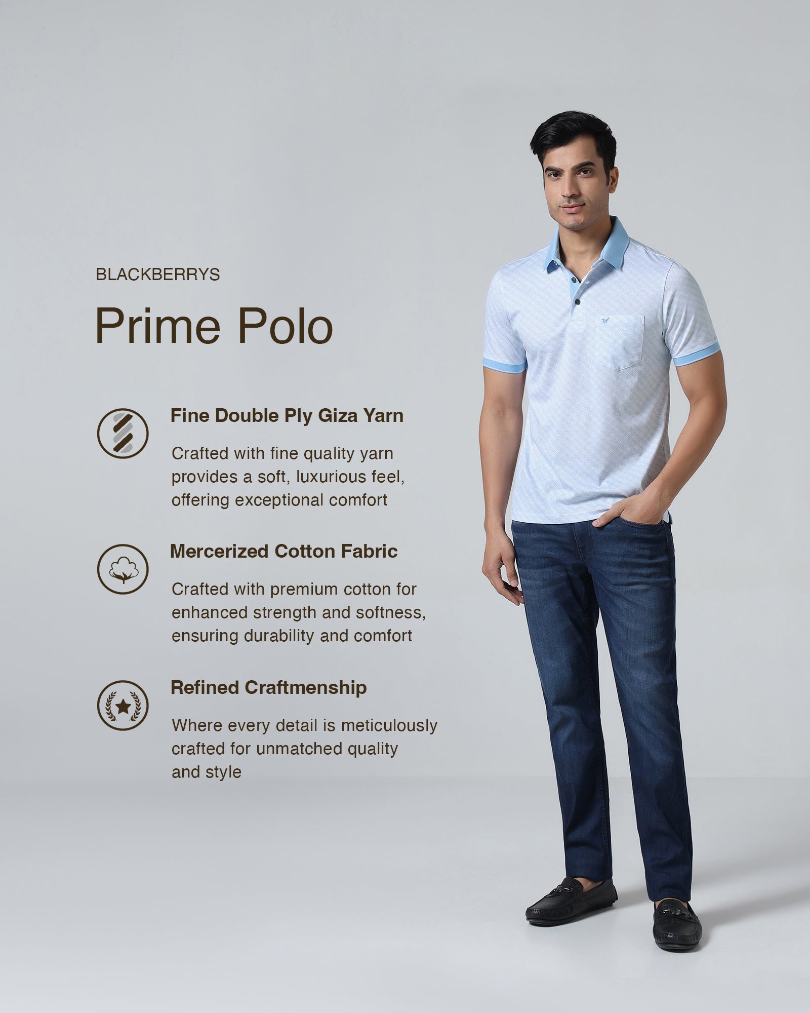 Cool Blue Printed Polo - Cross