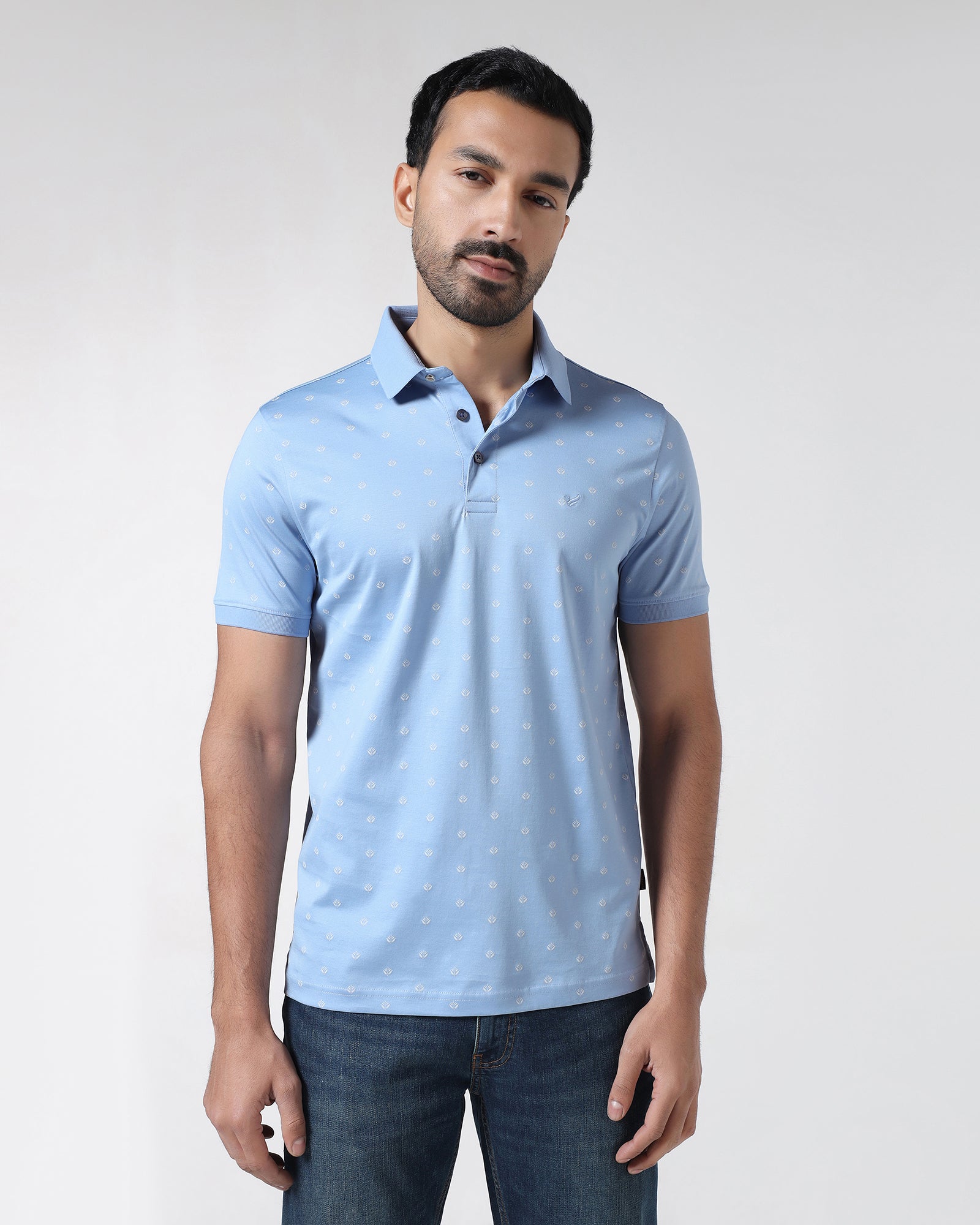 Cool Blue Printed Polo - Joey