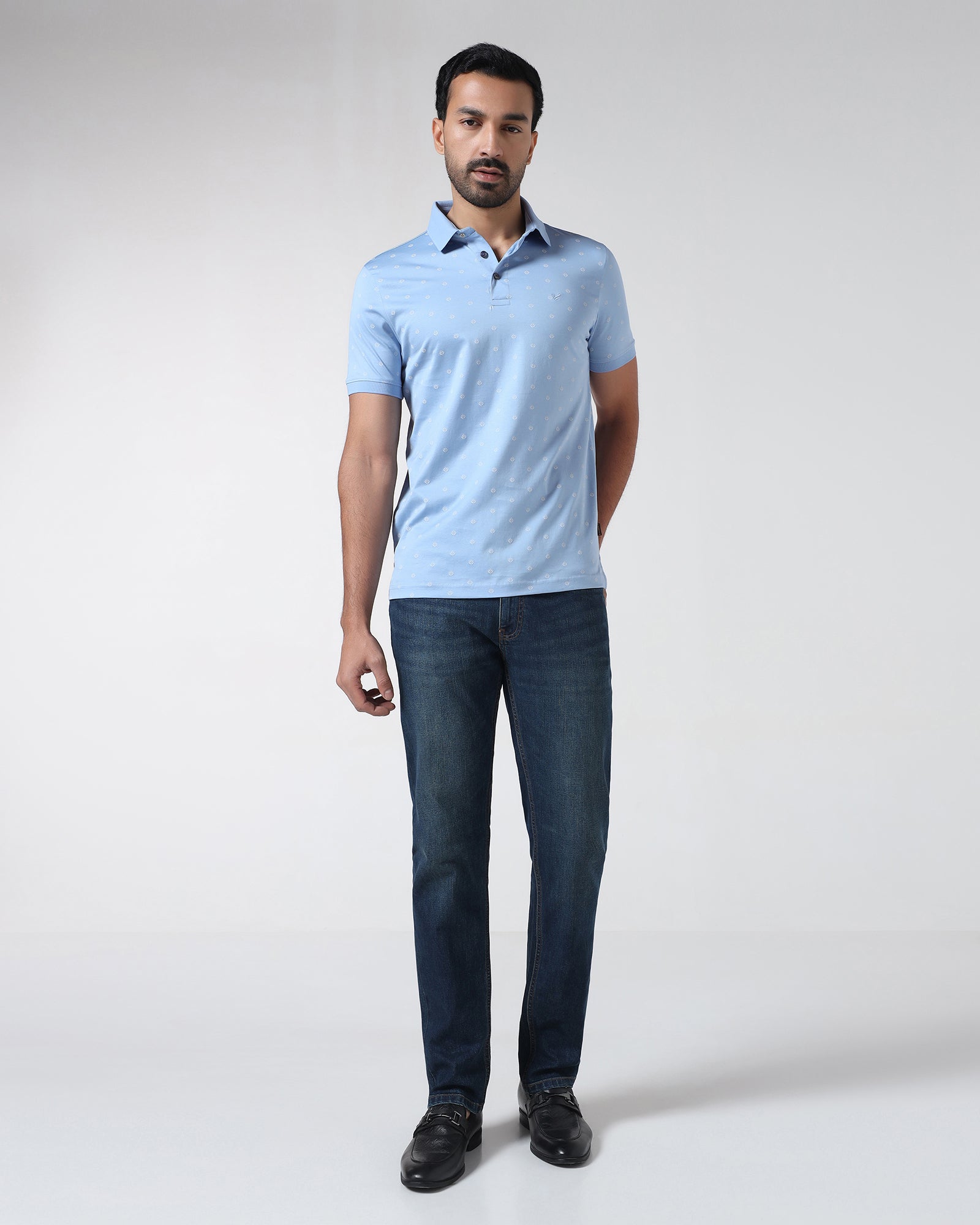 Cool Blue Printed Polo - Joey