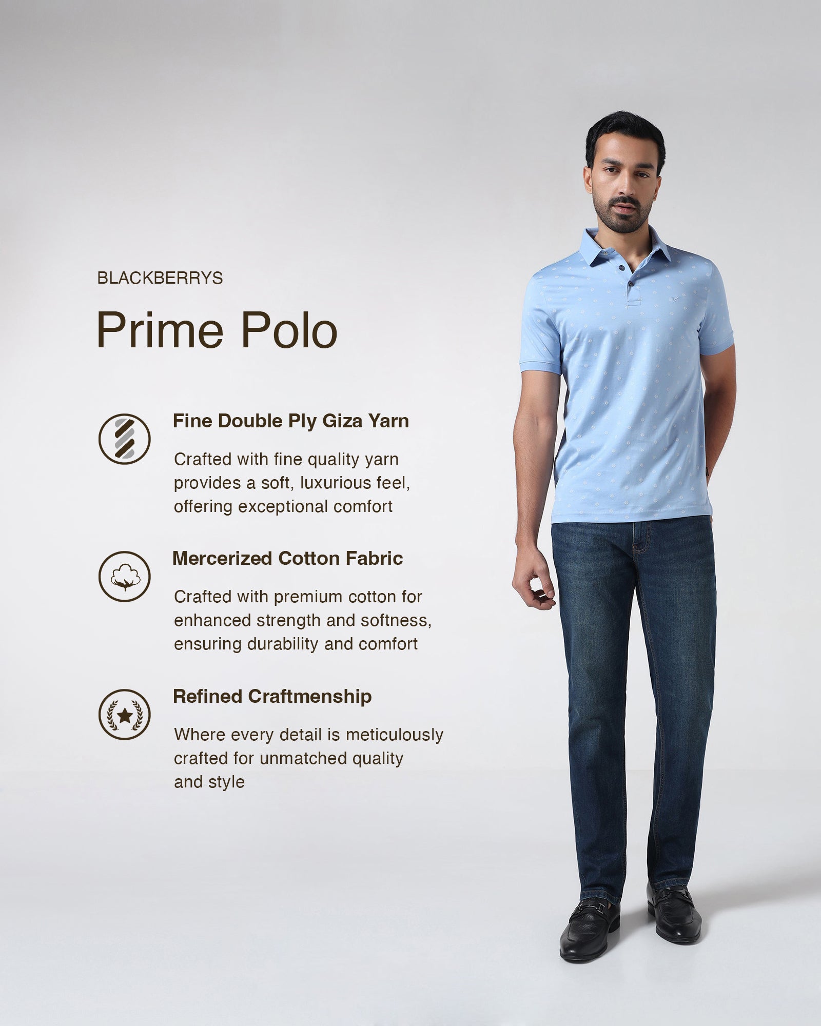 Cool Blue Printed Polo - Joey