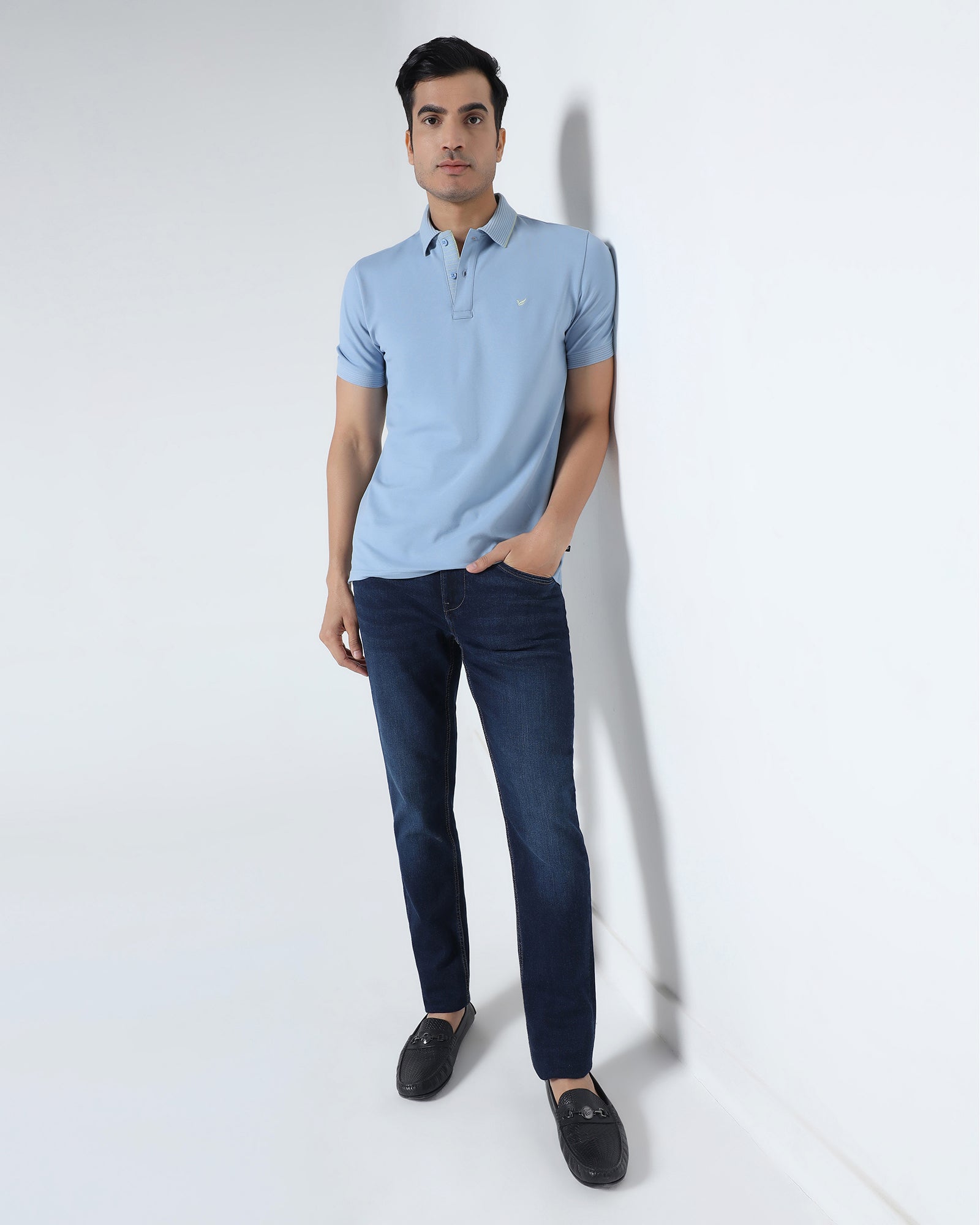 Cool Blue Solid Polo - Aesun