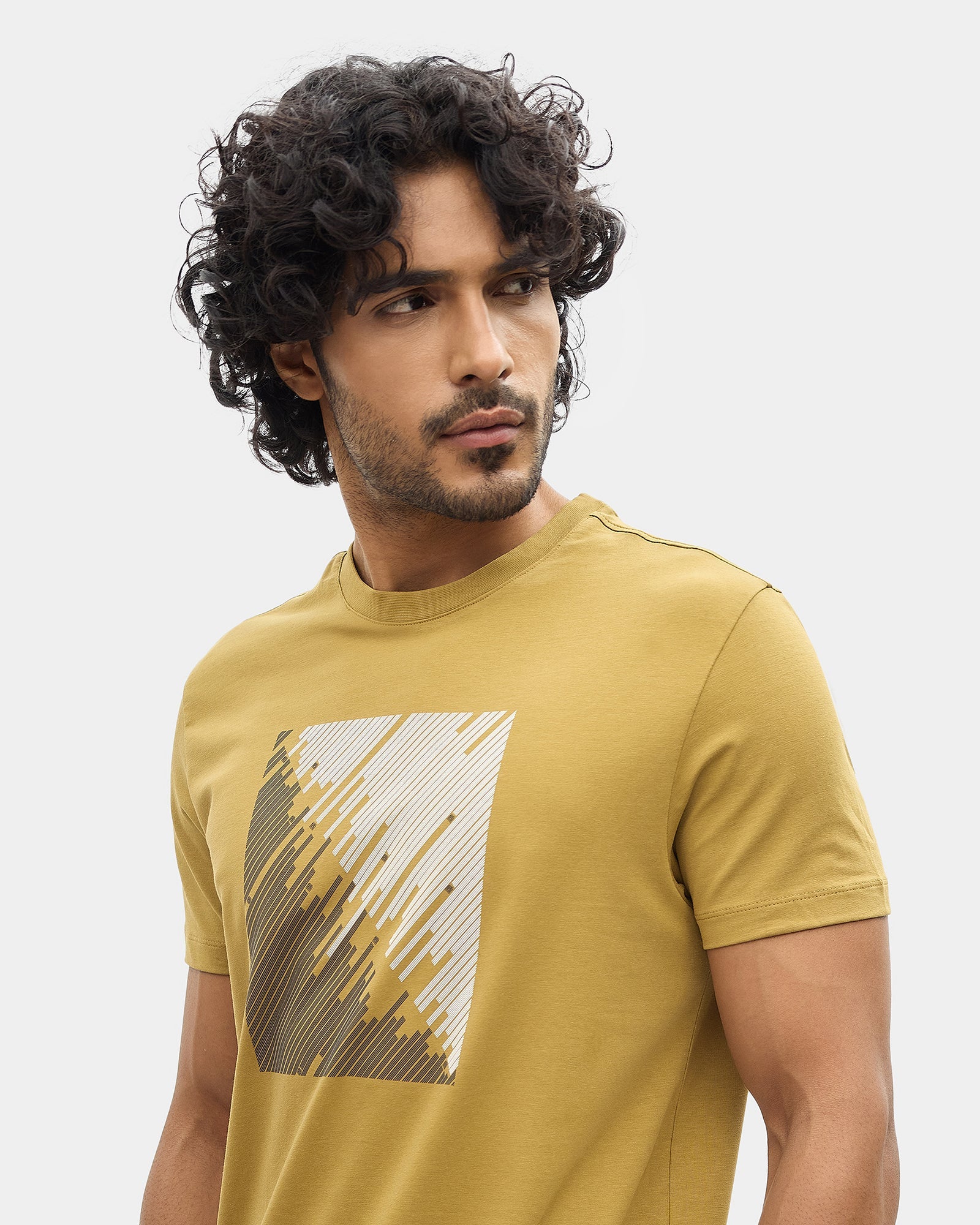 Copper Brown Crew Neck Printed T-Shirt - Megumi