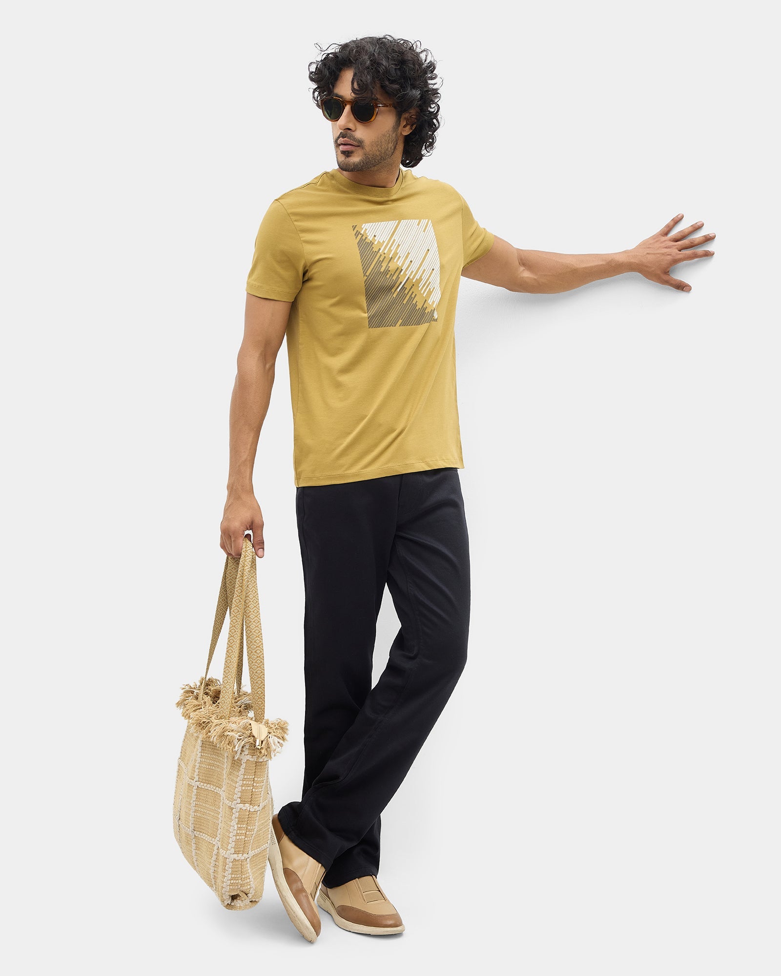 Copper Brown Crew Neck Printed T-Shirt - Megumi