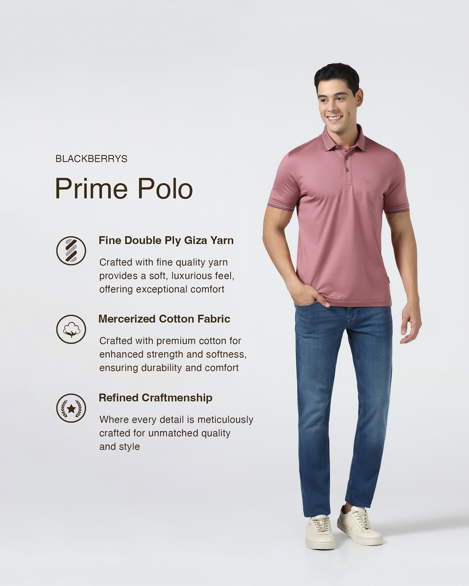 Coral Pink Solid Polo - Ram