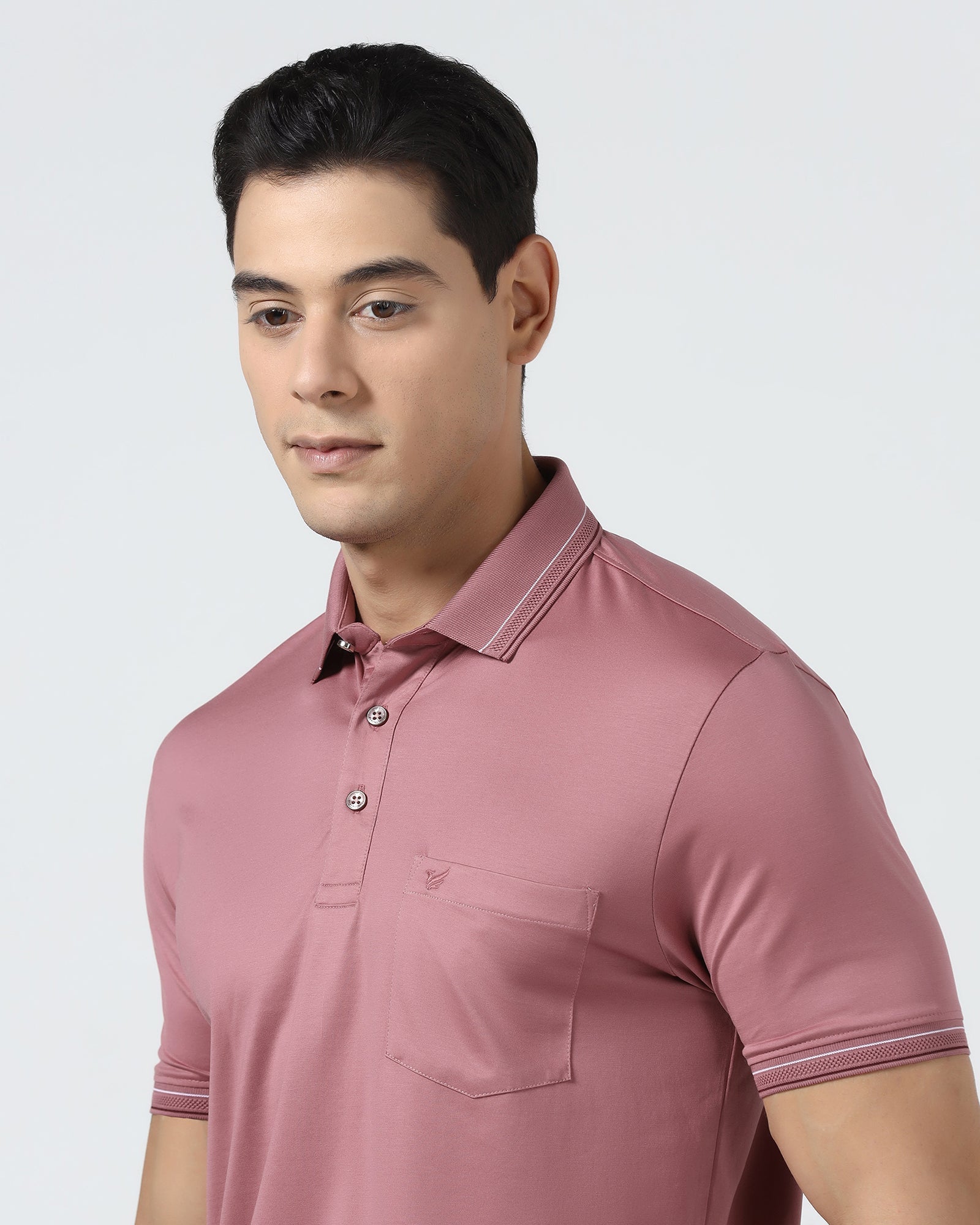 Coral Pink Solid Polo - Ram