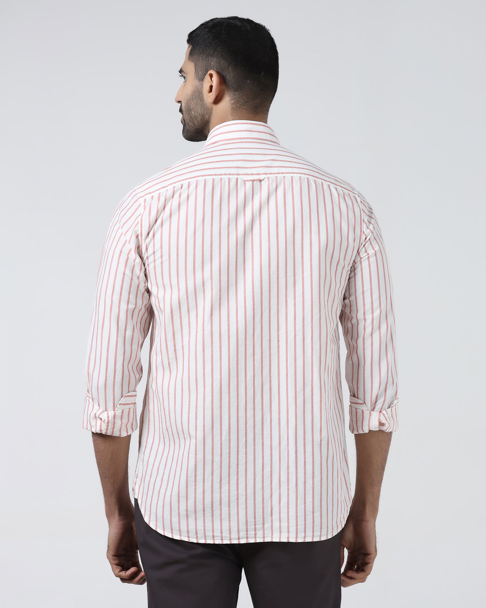 Coral Linen Stripe Shirt - Marzel