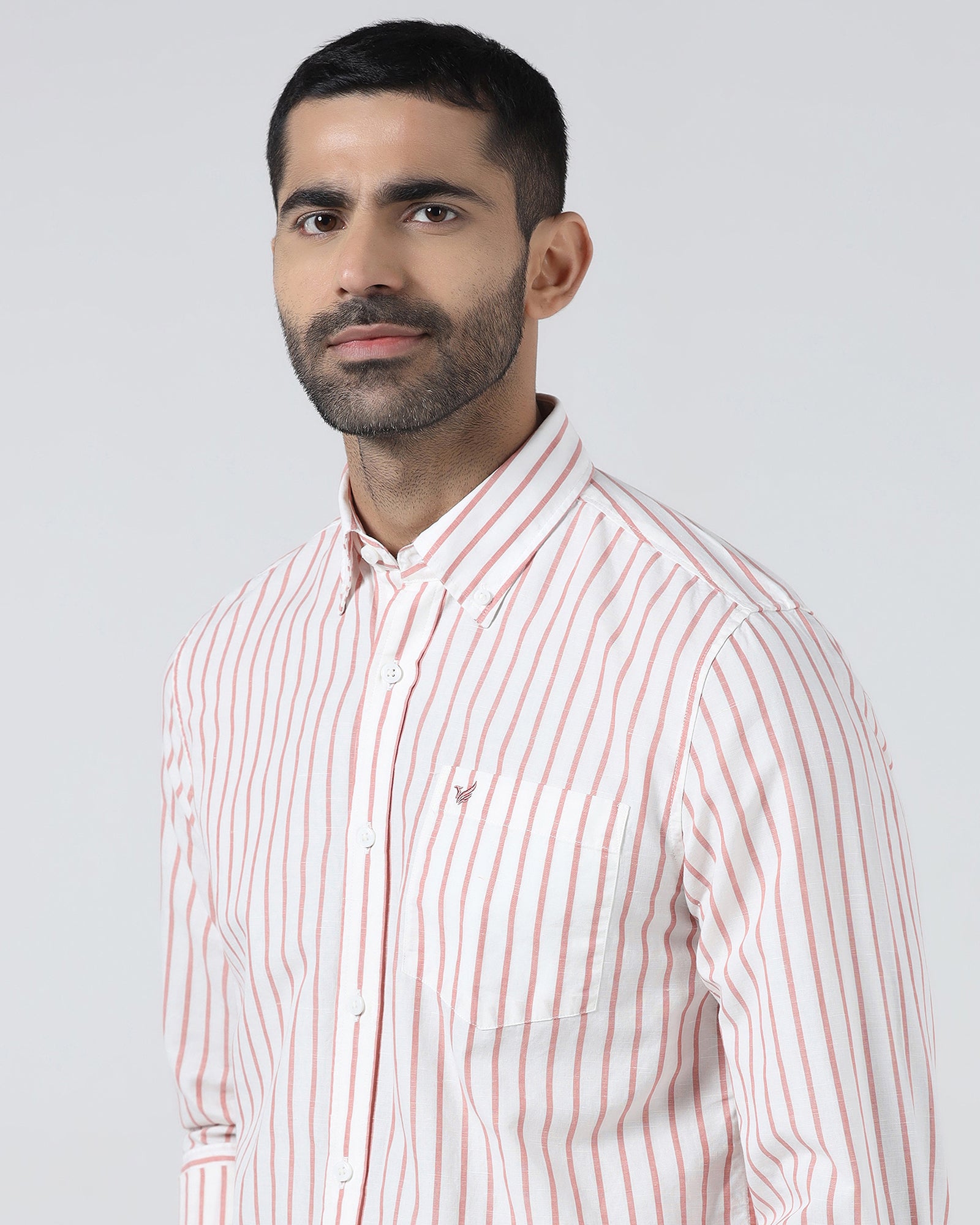 Coral Linen Stripe Shirt - Marzel
