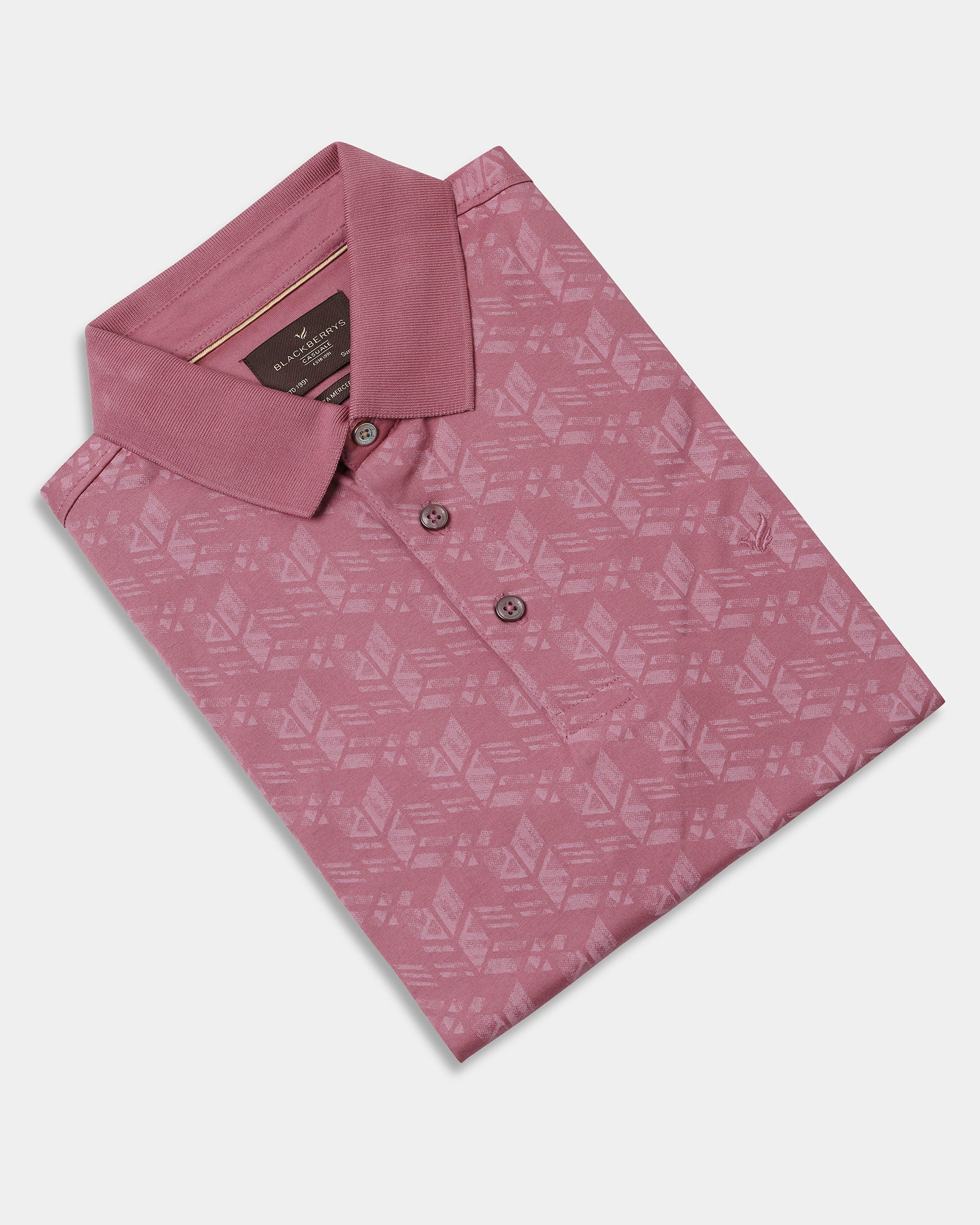 Coral Pink Printed Polo - Live