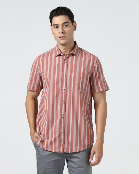 Coral Half Sleeve Stripe Shirt - Mantus