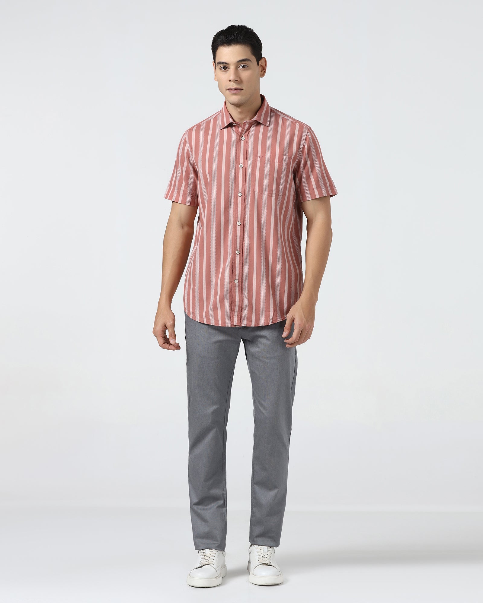 Coral Half Sleeve Stripe Shirt - Mantus