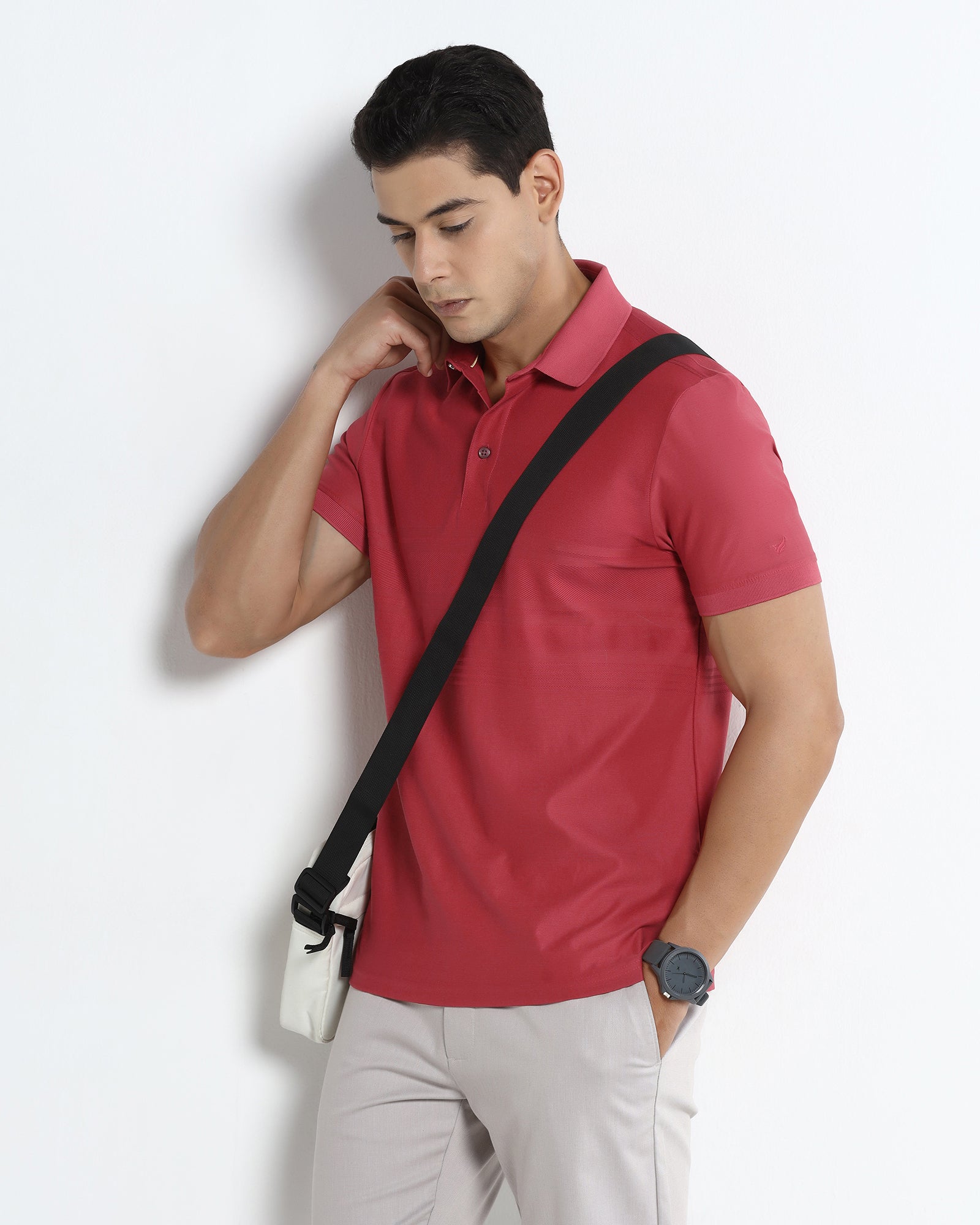 Coral Textured Polo - Peek